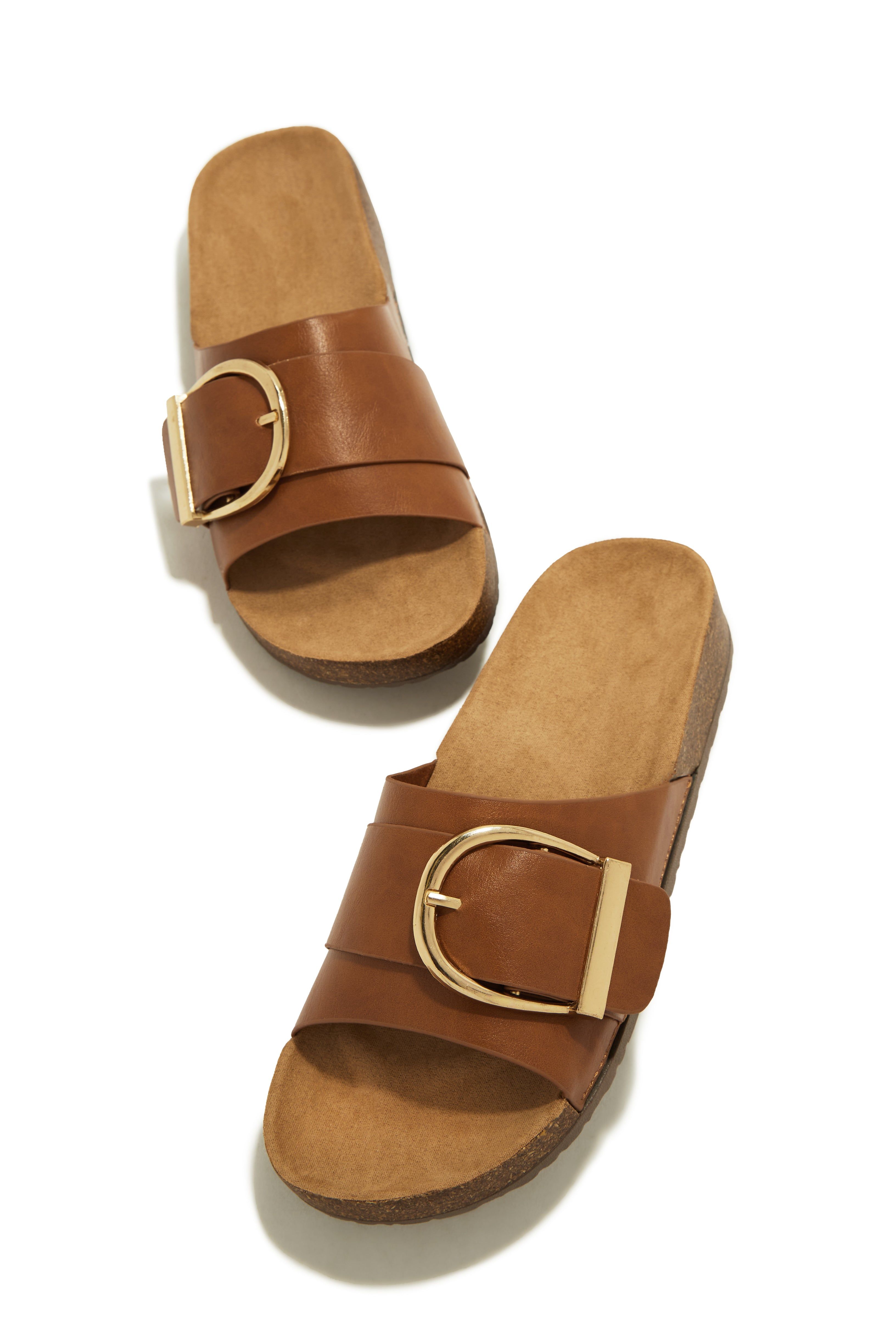 Sunset Lover Flat Slip On Sandals - Tan sold by Miss Lola