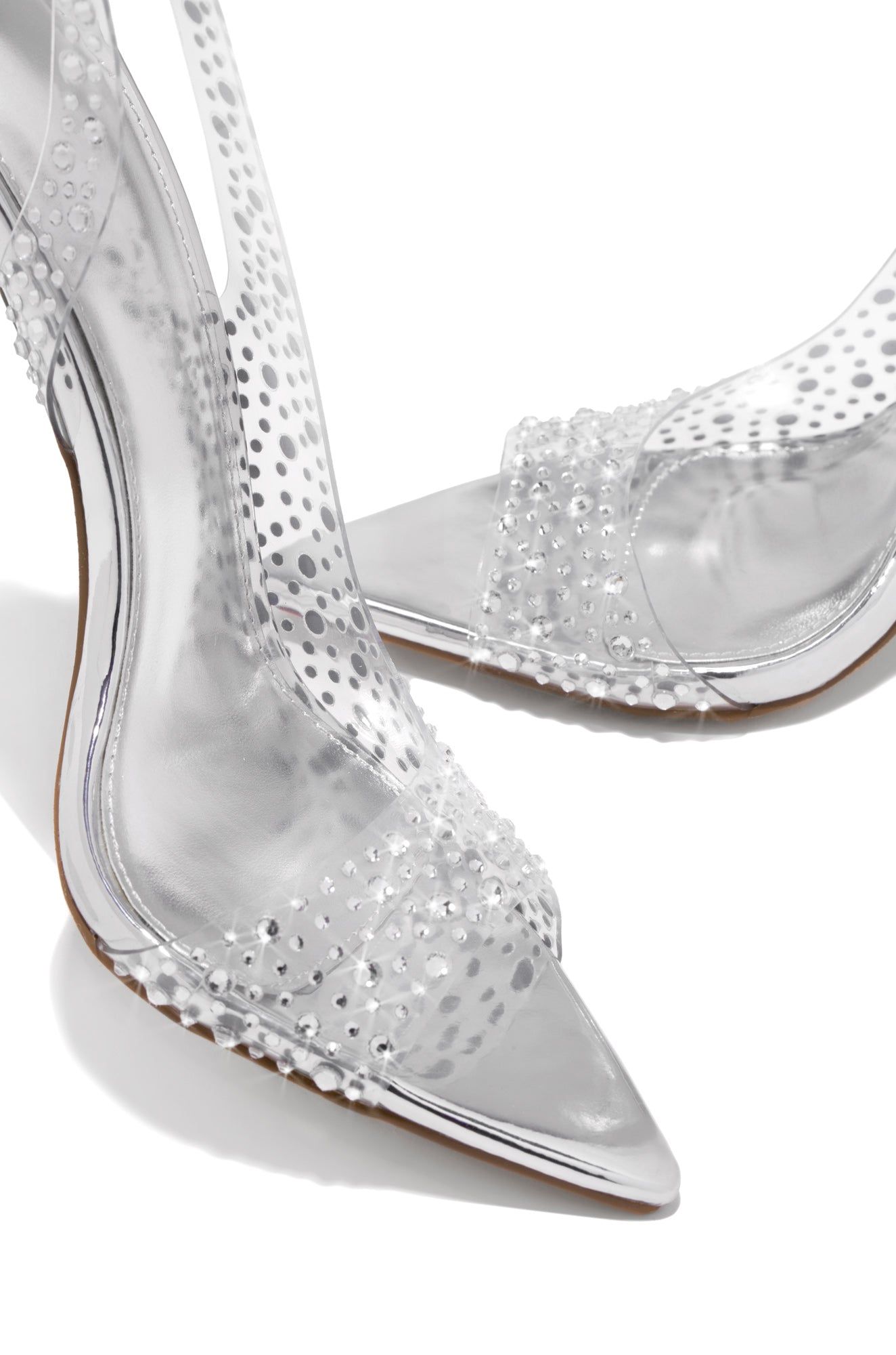 Analezi Embellished Peep Toe Heels - Silver sold by Miss Lola product image thumbnail 4