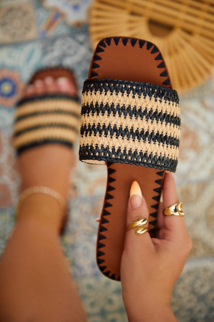 Jaylen Slip On Sandals - Black sold by Miss Lola