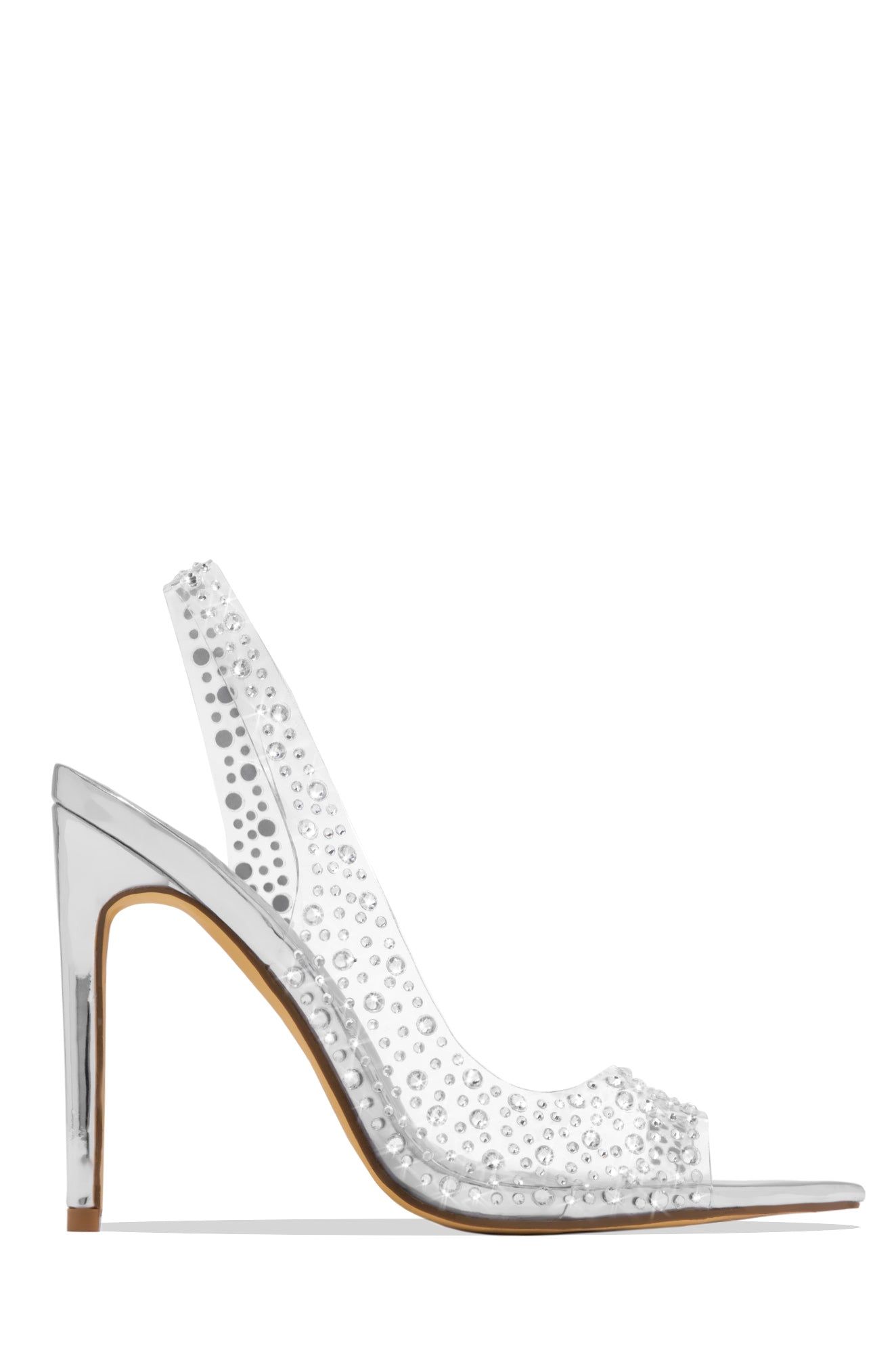 Analezi Embellished Peep Toe Heels - Silver sold by Miss Lola product image thumbnail 2