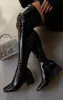 Carlene Over The Knee Boots - Black Pat sold by Miss Lola