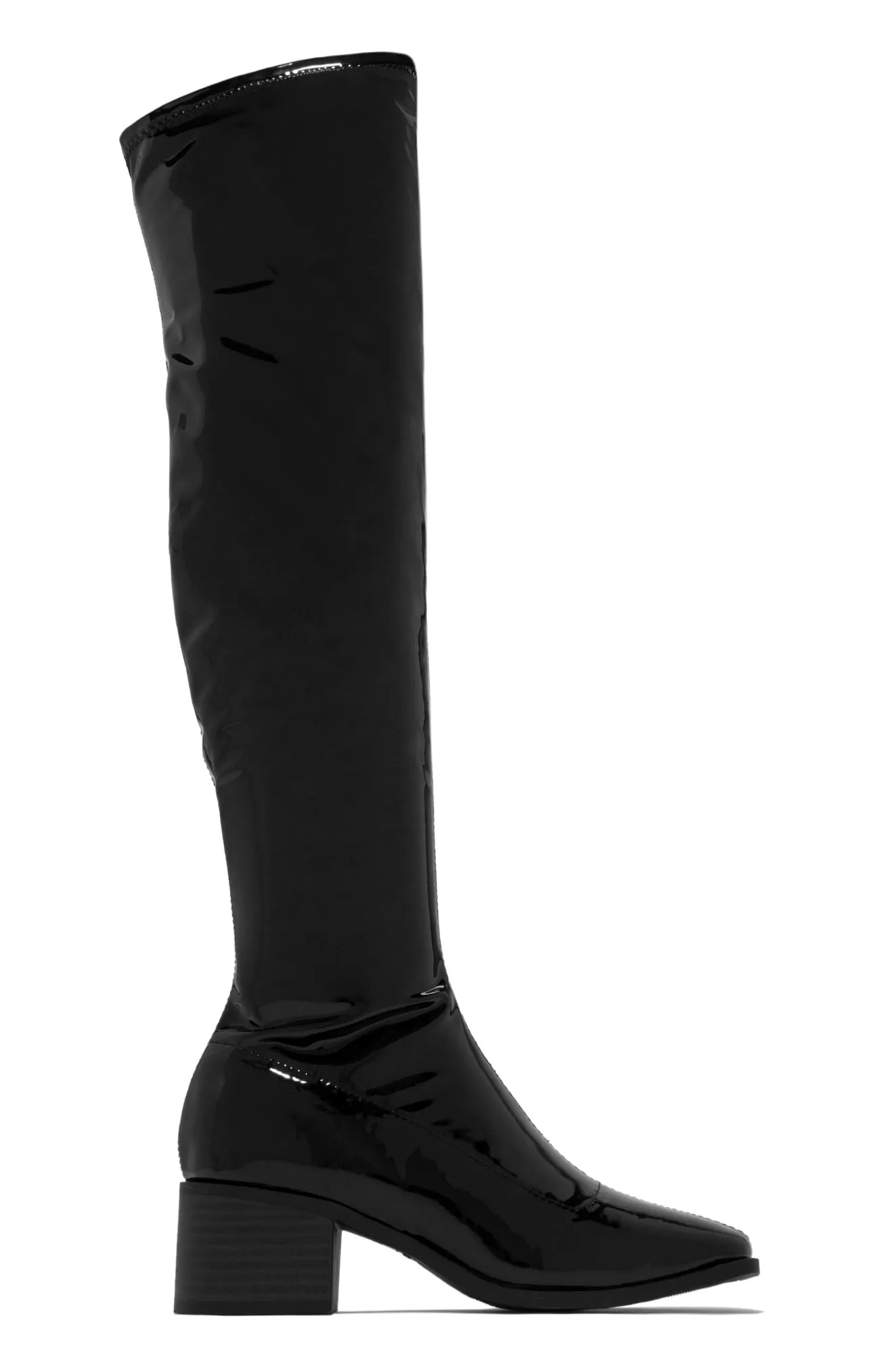 Carlene Over The Knee Boots - Black Pat sold by Miss Lola product image thumbnail 5
