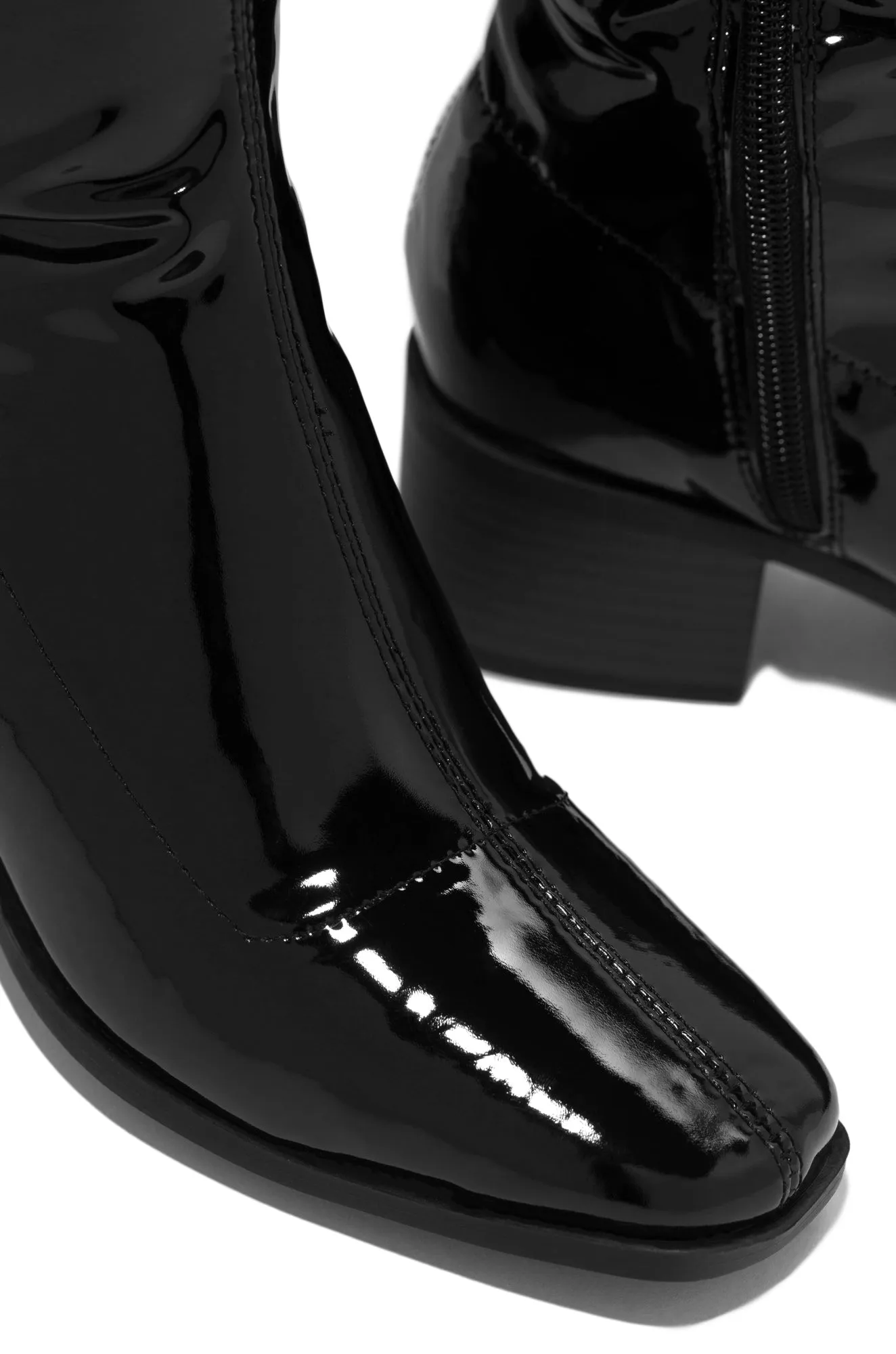 Carlene Over The Knee Boots - Black Pat sold by Miss Lola product image thumbnail 3