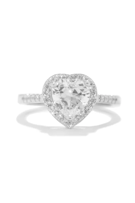 Only Yours Embellished Heart Stone Ring - Silver sold by Miss Lola