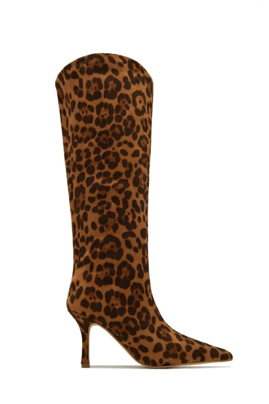 Shyla Knee High Boots - Leopard sold by Miss Lola