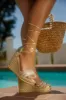 Malibu Yacht Embellished Lace Up Platform Wedges - Gold sold by Miss Lola