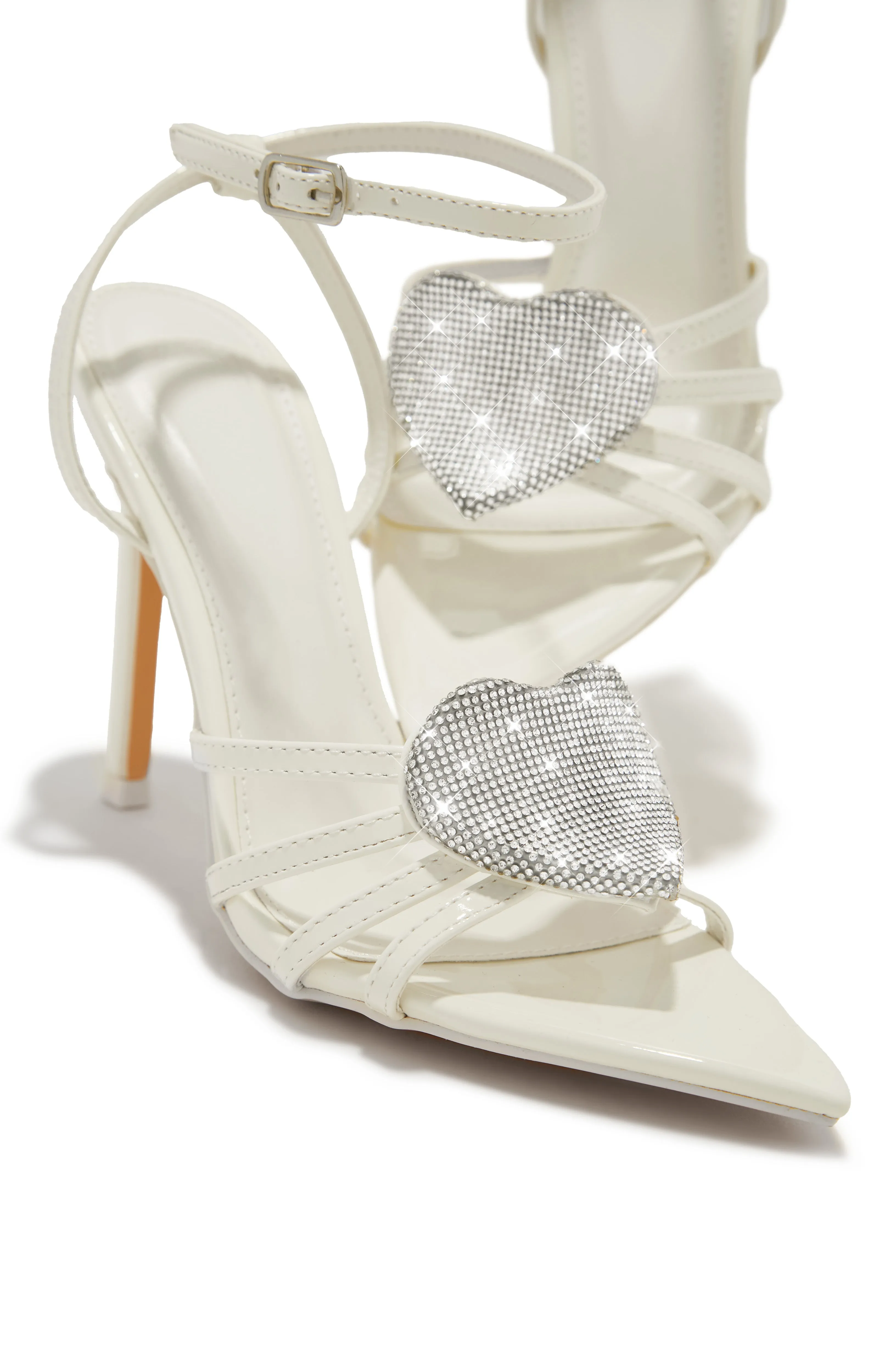 Heartbreaker Heart Embellished High Heels - Cream sold by Miss Lola product image thumbnail 5