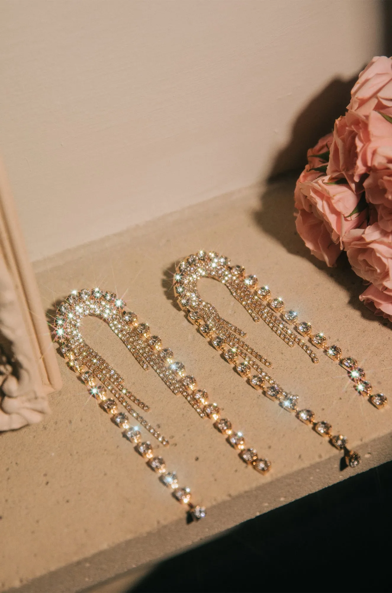 Special Touch Embellished Dangle Earring - Gold sold by Miss Lola