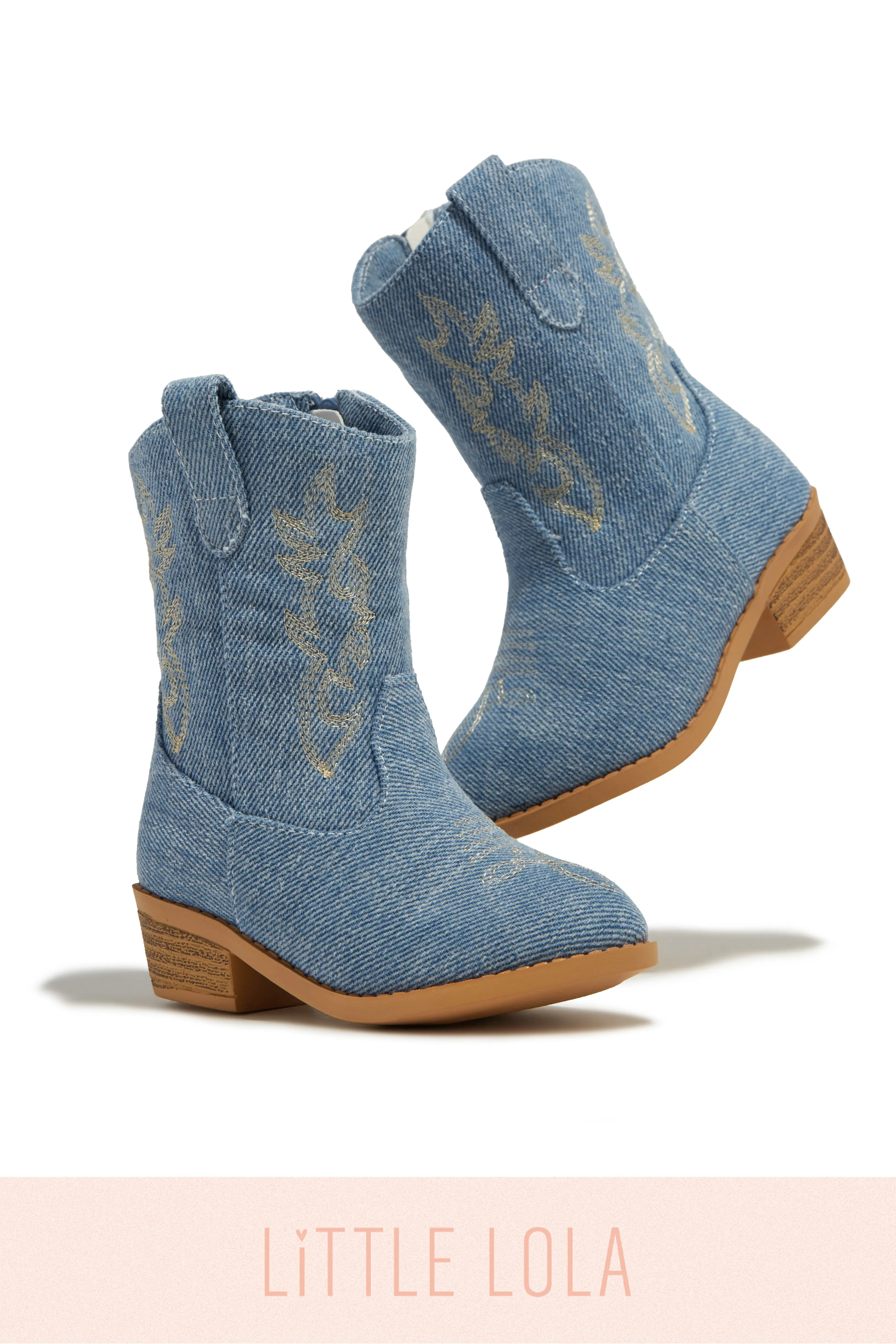 Mini Abby Cowgirl Boots - Denim sold by Miss Lola product image thumbnail 2