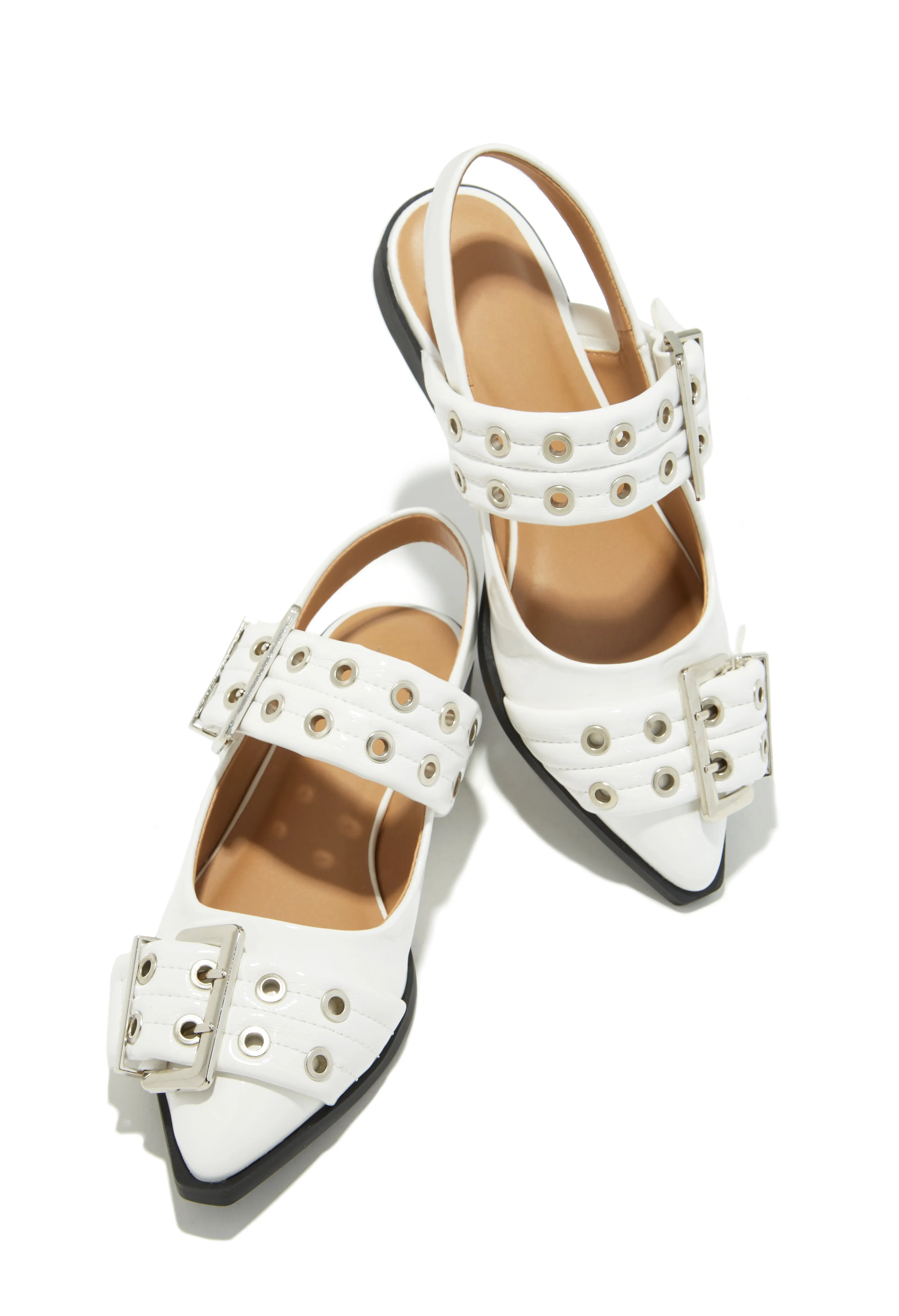 Alda Pointed Toe Flats - White sold by Miss Lola product image thumbnail 3