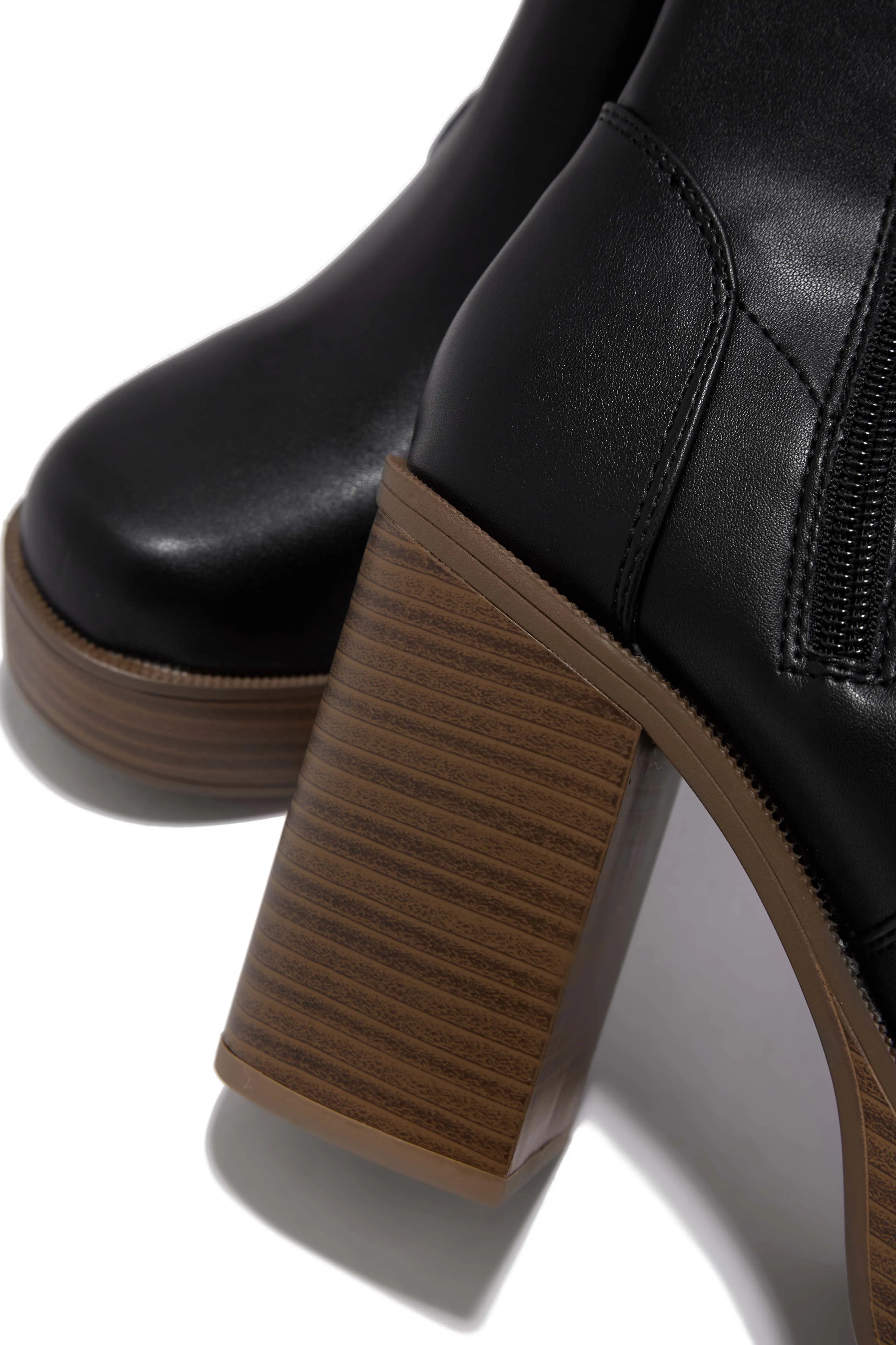 Aspen Block Heel Platform Ankle Boots - Black sold by Miss Lola product image thumbnail 4