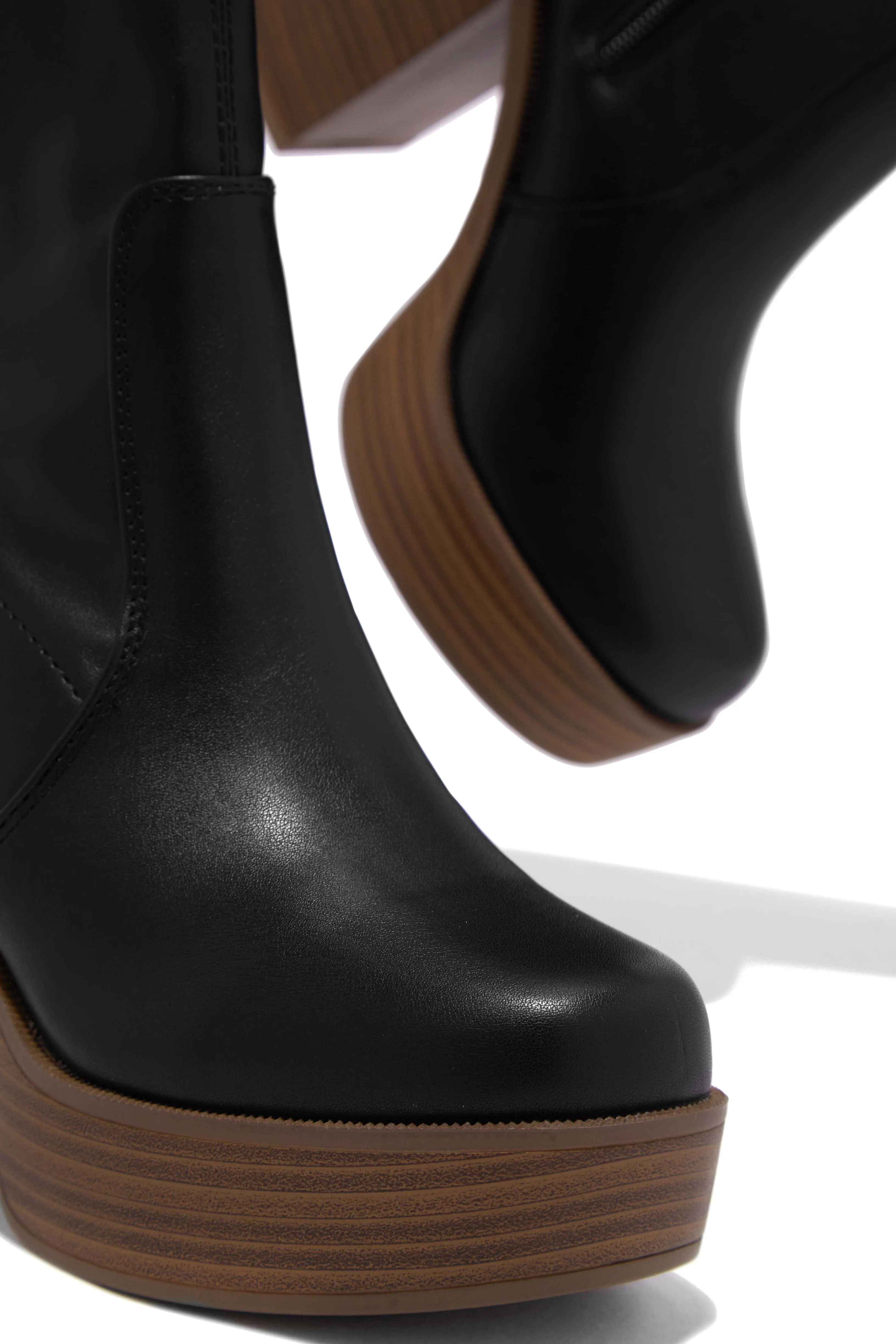 Aspen Block Heel Platform Ankle Boots - Black sold by Miss Lola product image thumbnail 5