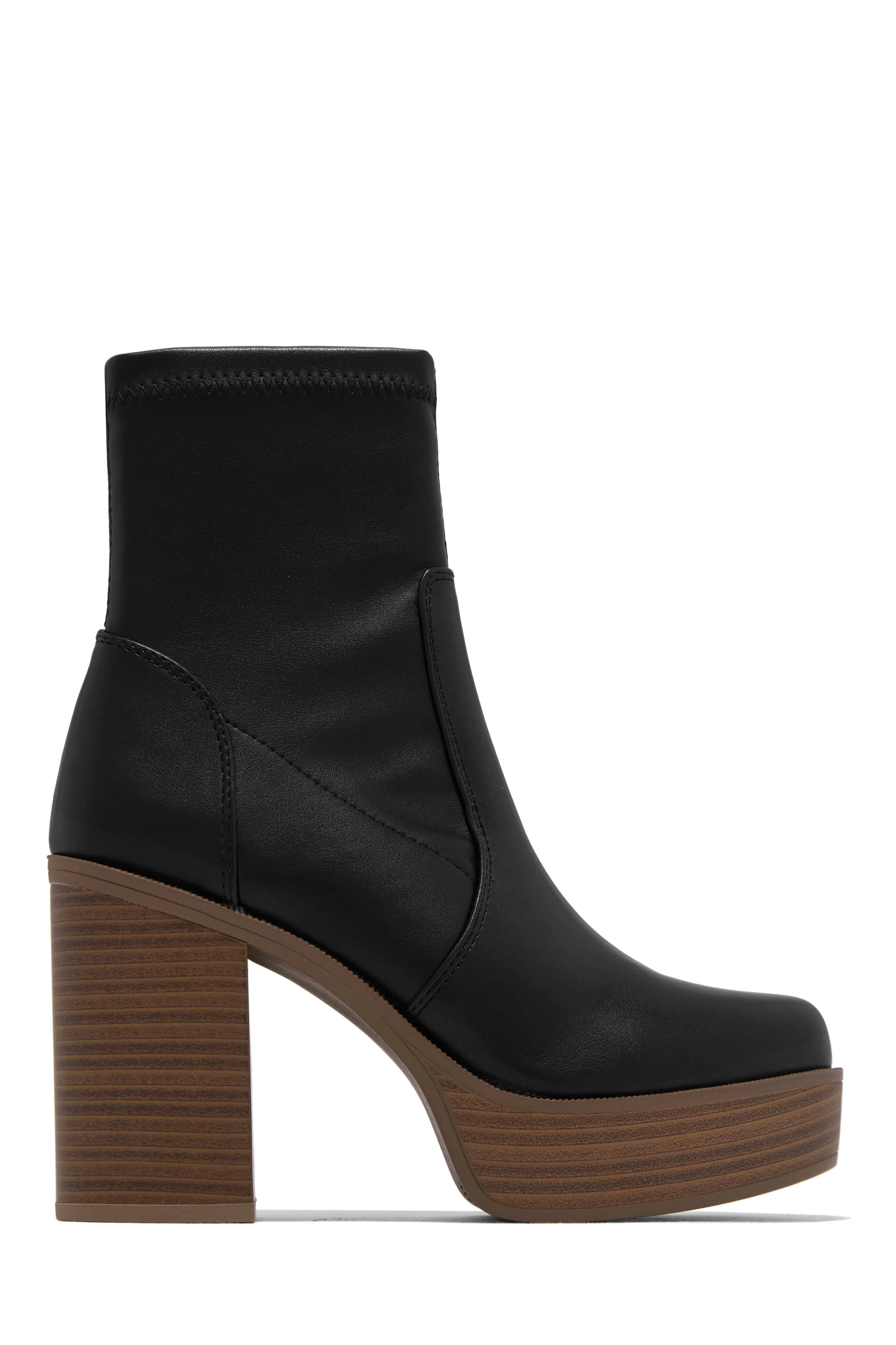 Aspen Block Heel Platform Ankle Boots - Black sold by Miss Lola product image thumbnail 2