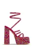 Rendezvous Embellished Platform Block Heels - Black sold by Miss Lola