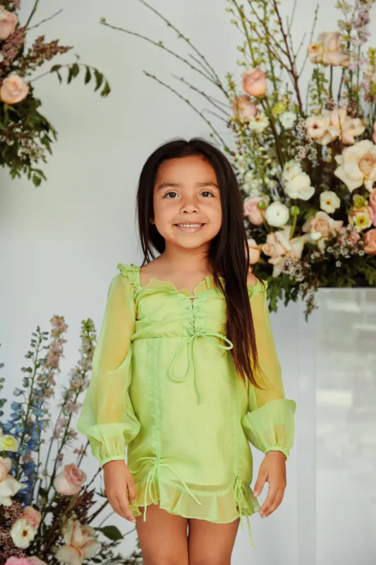 Mini Railey Long Sleeve Dress - Lime sold by Miss Lola