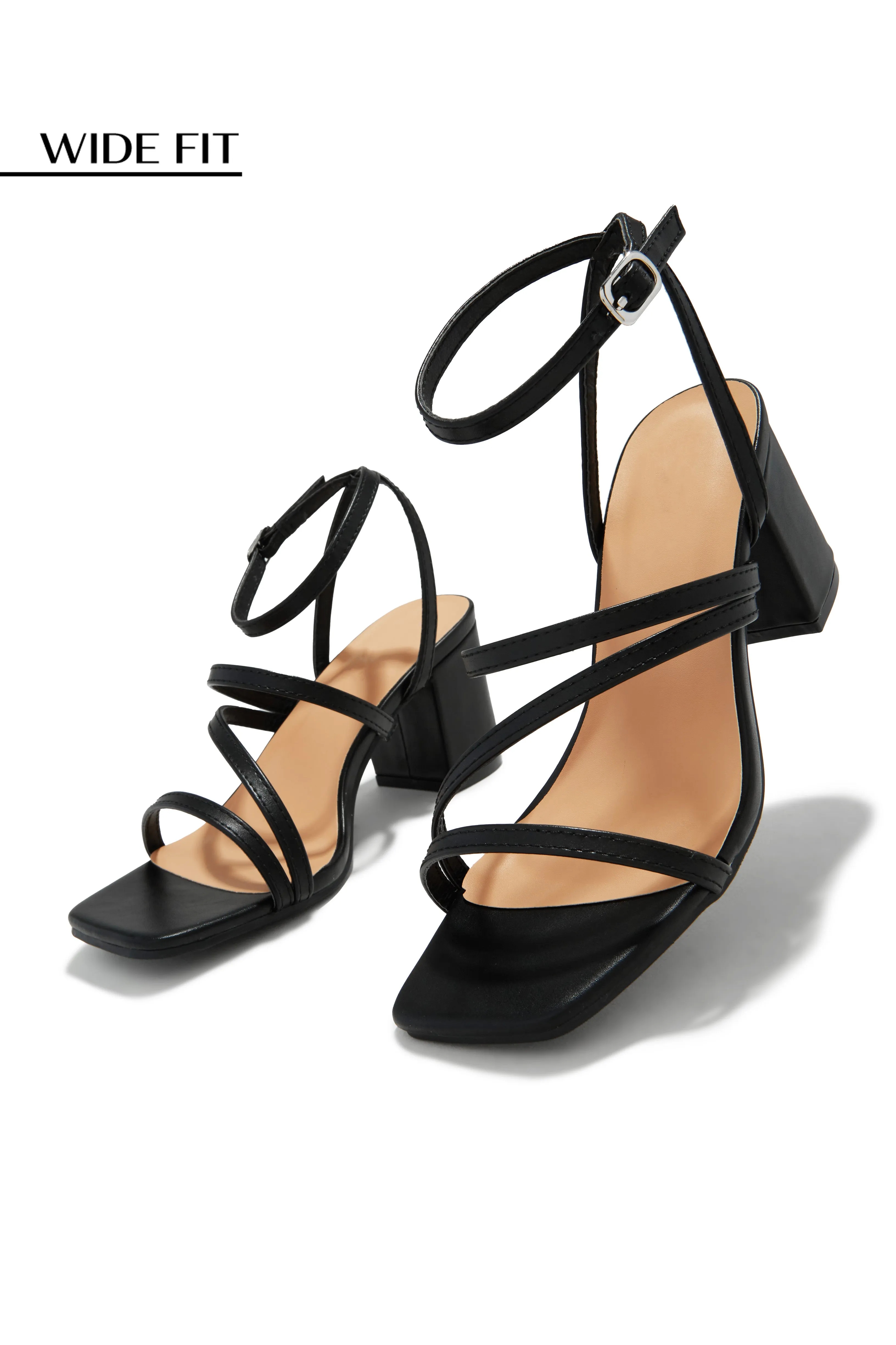 Anabelle Wide Fit Block Mid Heels - Black sold by Miss Lola