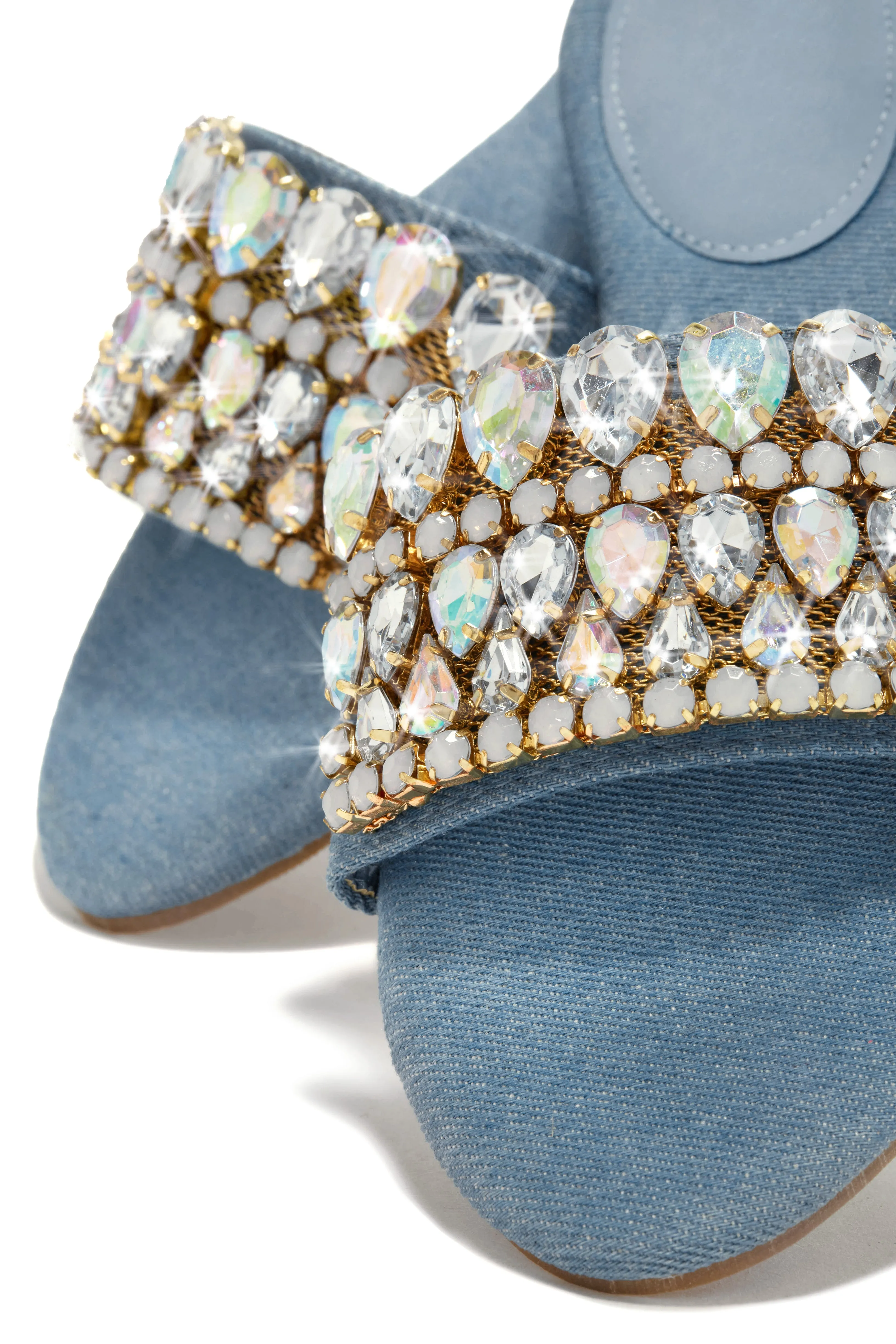 Isla Bonita Embellished Slip On Sandals - Denim sold by Miss Lola product image thumbnail 2
