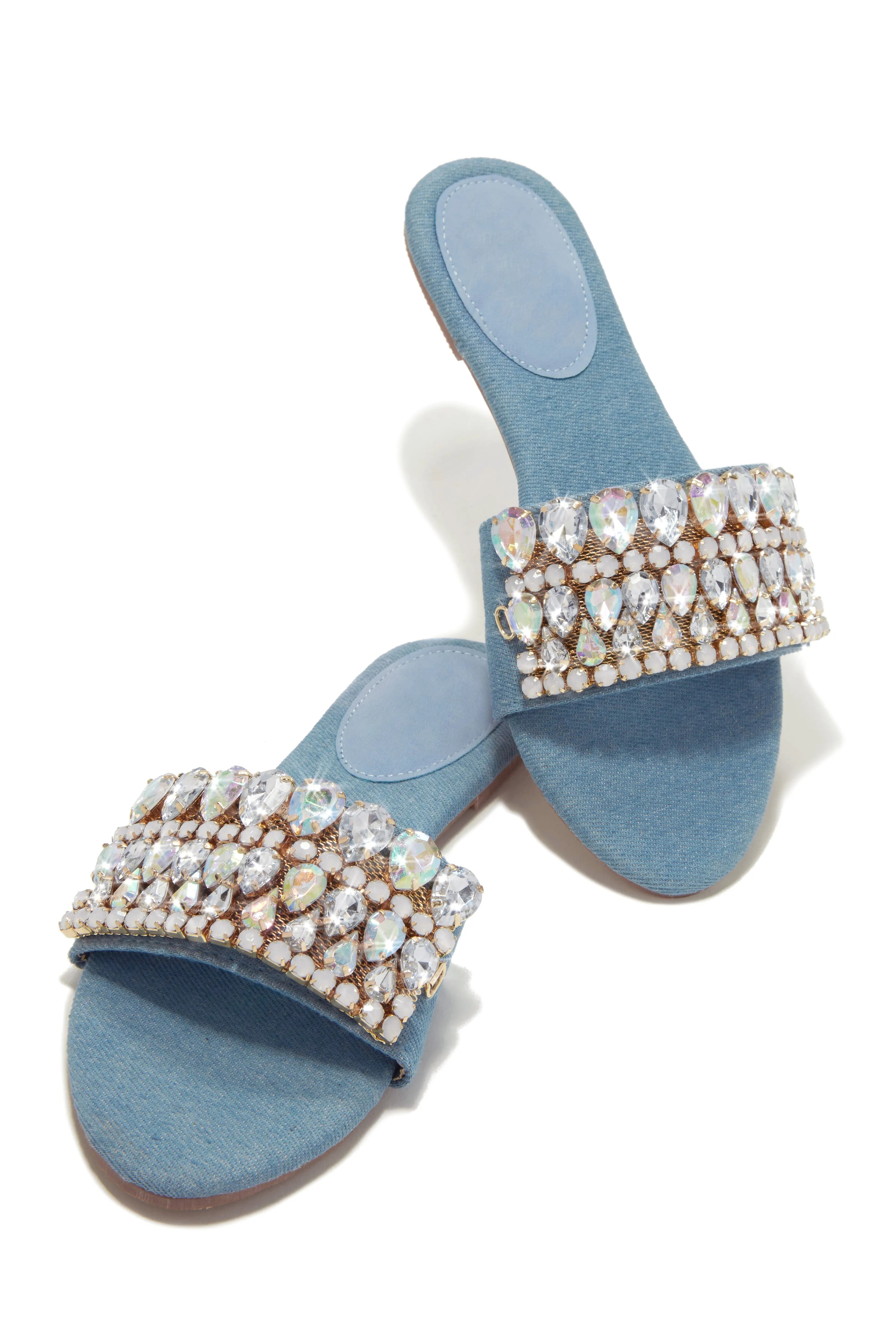 Isla Bonita Embellished Slip On Sandals - Denim sold by Miss Lola product image thumbnail 3