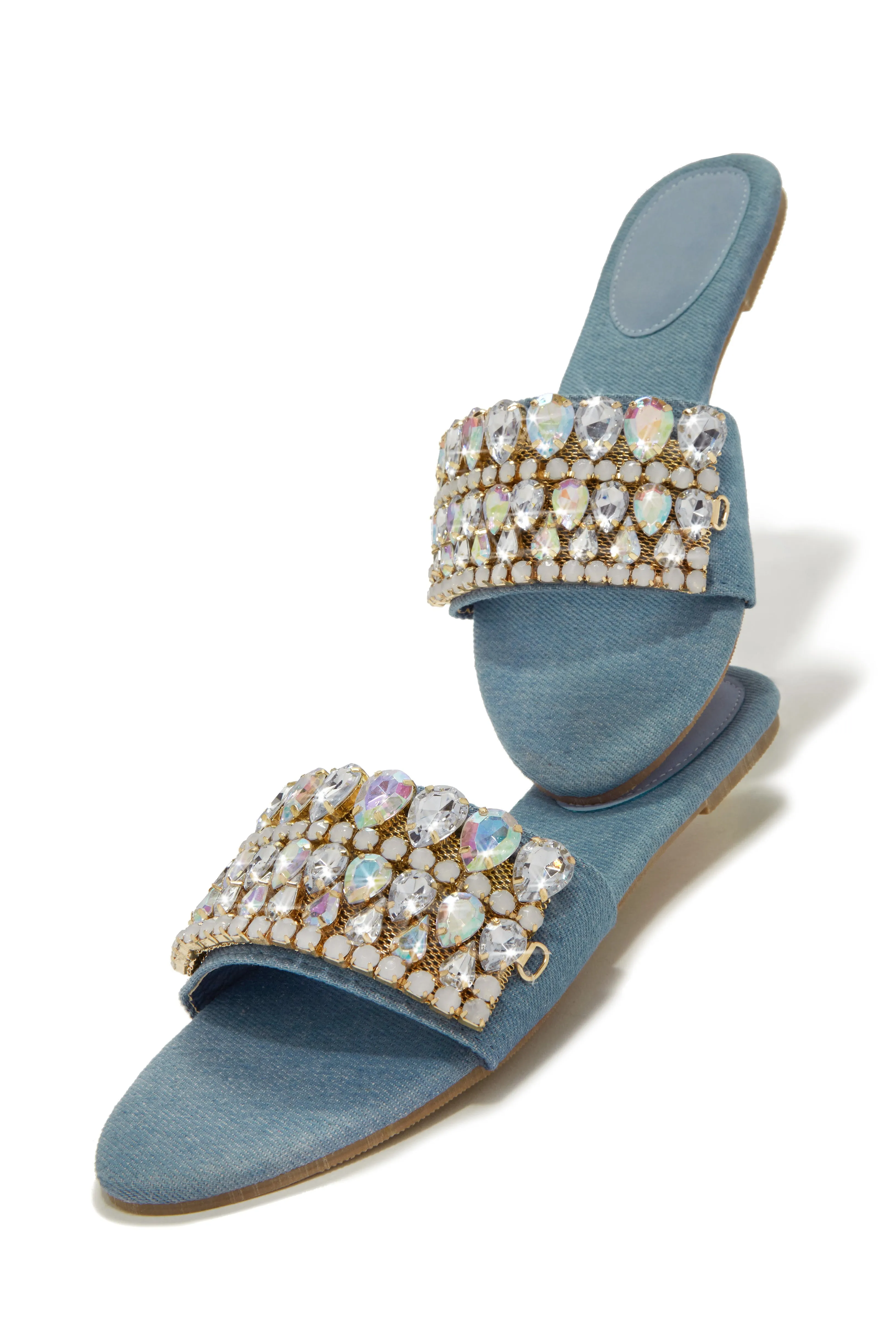 Isla Bonita Embellished Slip On Sandals - Denim sold by Miss Lola product image thumbnail 4