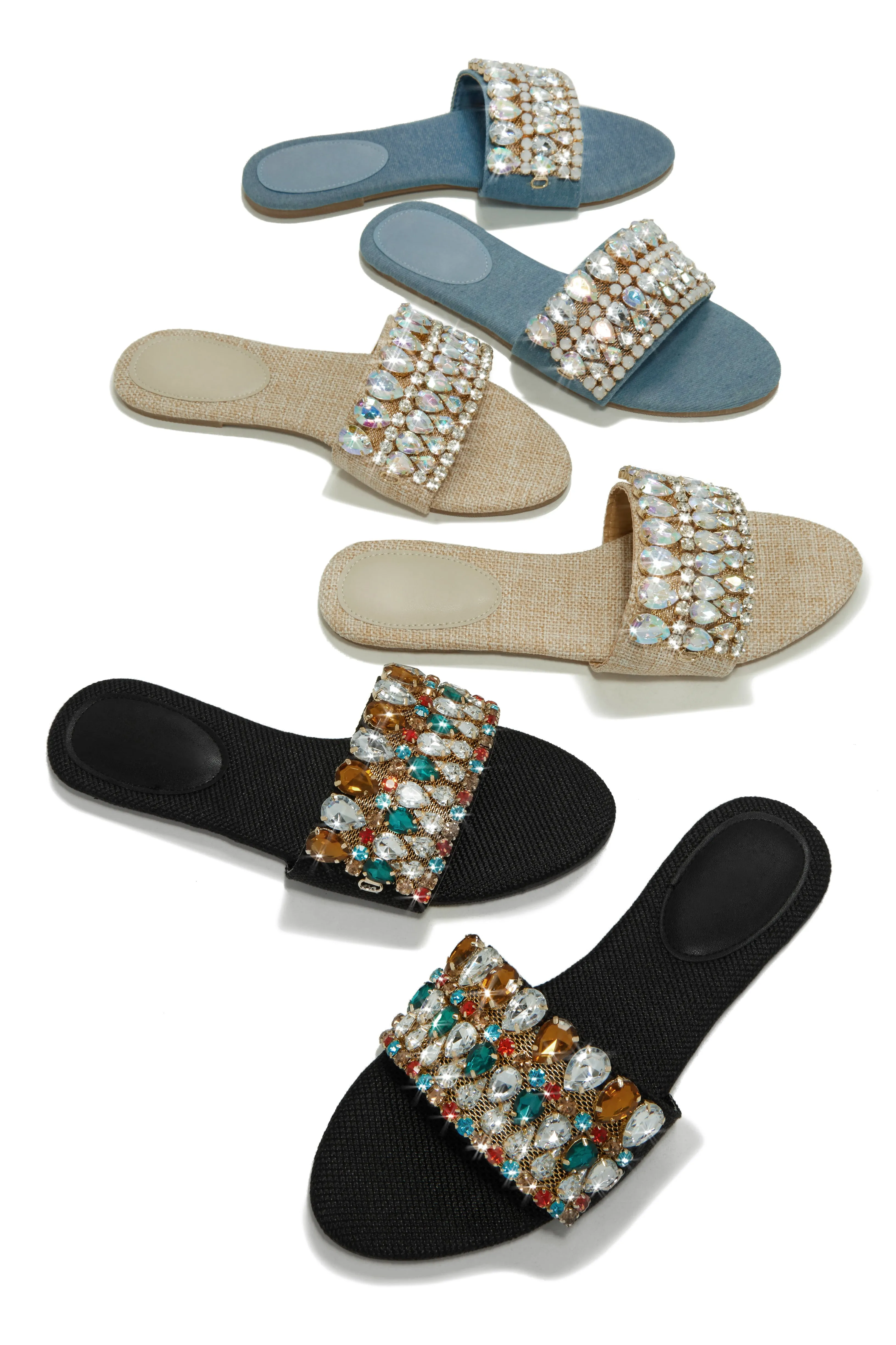 Isla Bonita Embellished Slip On Sandals - Denim sold by Miss Lola product image thumbnail 5