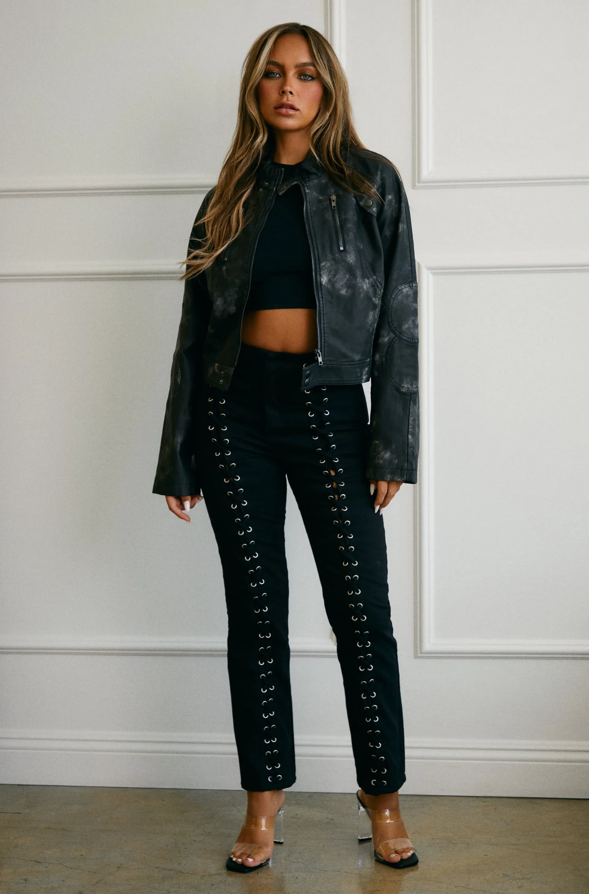 Akari PU Moto Jacket - Black sold by Miss Lola product image thumbnail 4