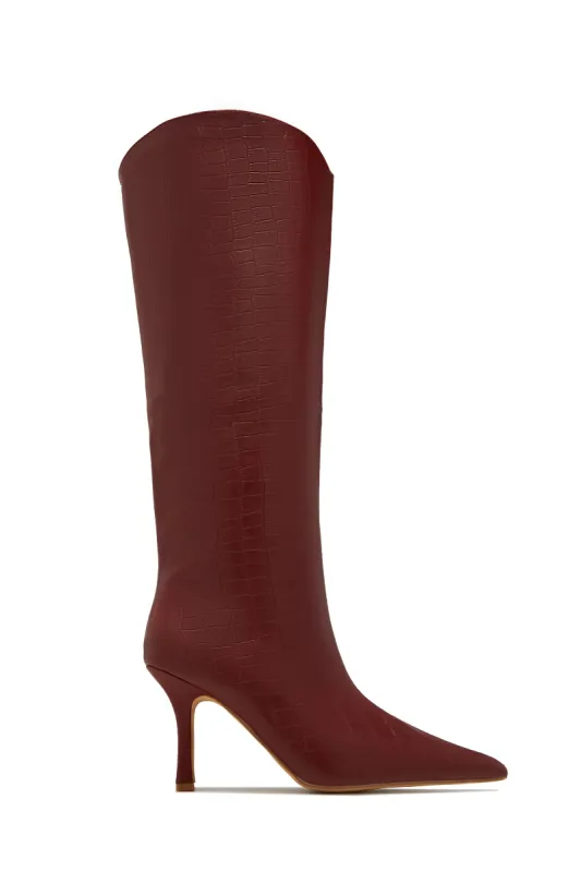 Shyla Knee High Boots - Cherry sold by Miss Lola