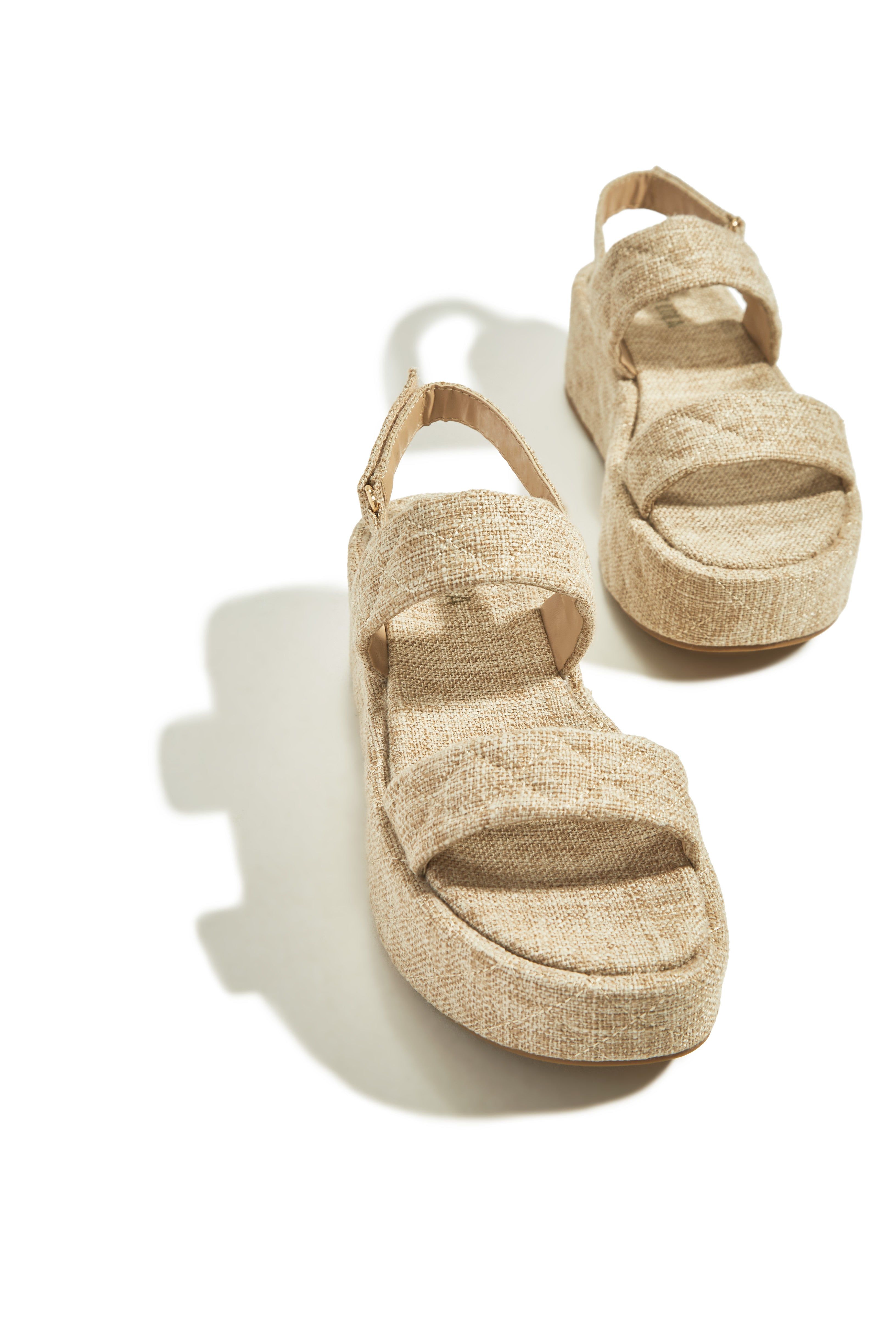 Euro Summer Quilted Platform Sandals - Natural sold by Miss Lola product image thumbnail 4