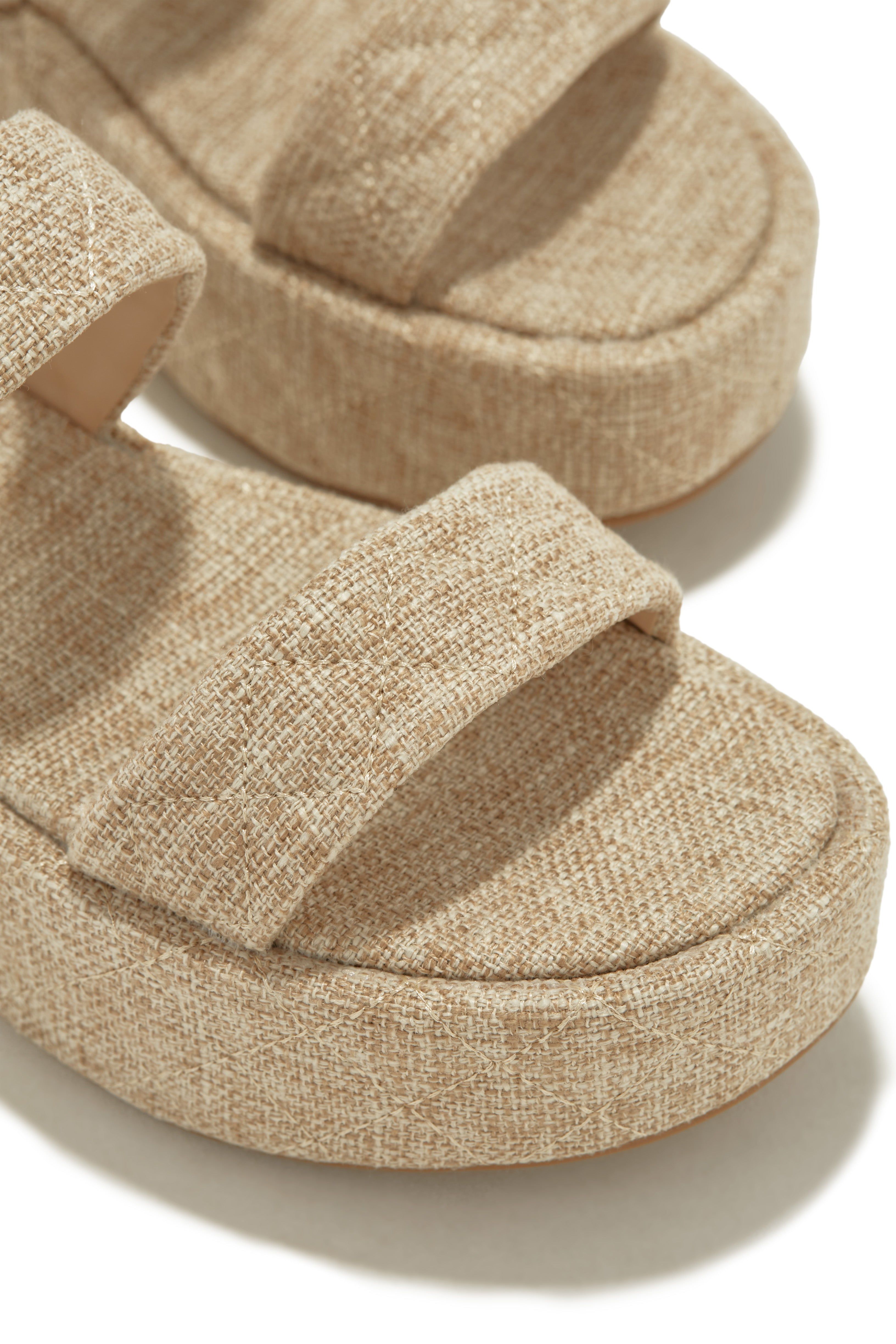 Euro Summer Quilted Platform Sandals - Natural sold by Miss Lola product image thumbnail 2