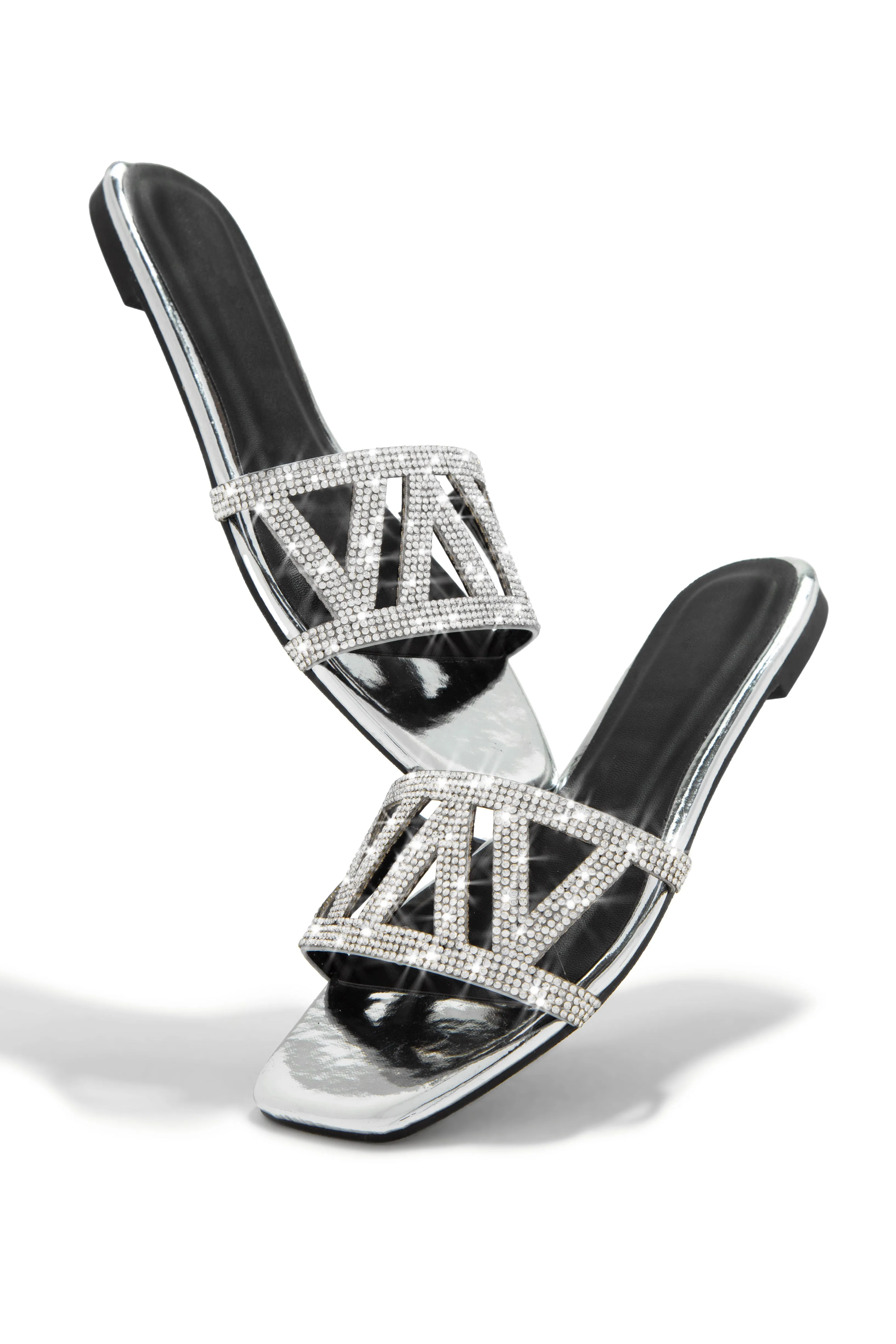 Bora Bora Dreams Embellished Slip On Sandals - Silver sold by Miss Lola product image thumbnail 4