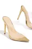 Social Babe Clear Strap High Heel Mules - Gold sold by Miss Lola