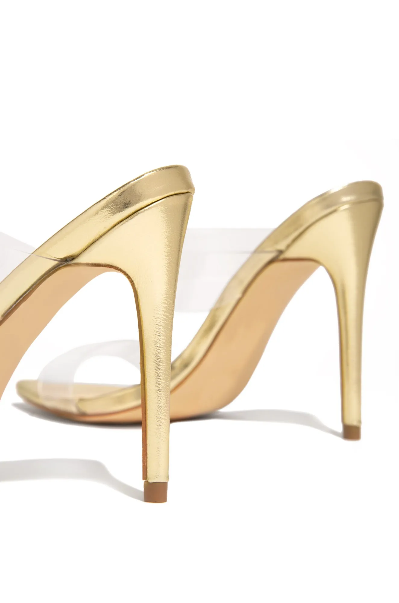 Social Babe Clear Strap High Heel Mules - Gold sold by Miss Lola product image thumbnail 5