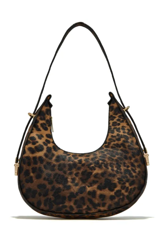 Chiari Crescent Shoulder Bag - Leopard sold by Miss Lola