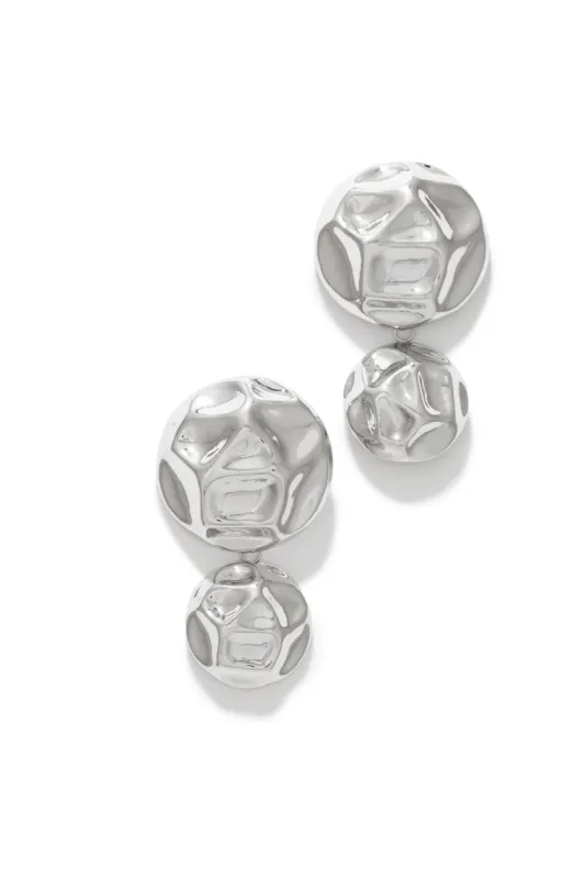 Emilia Embossed Dangle Statement Earring - Silver sold by Miss Lola