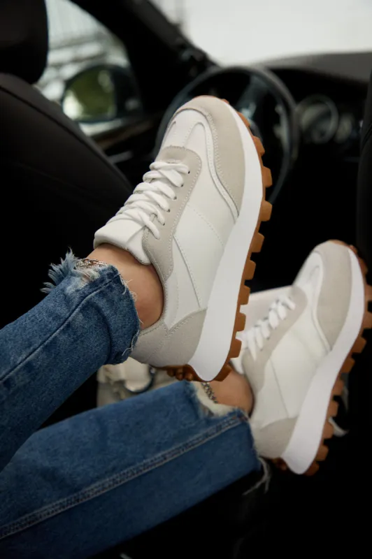 Set Goals Lace Up Sneakers - White sold by Miss Lola