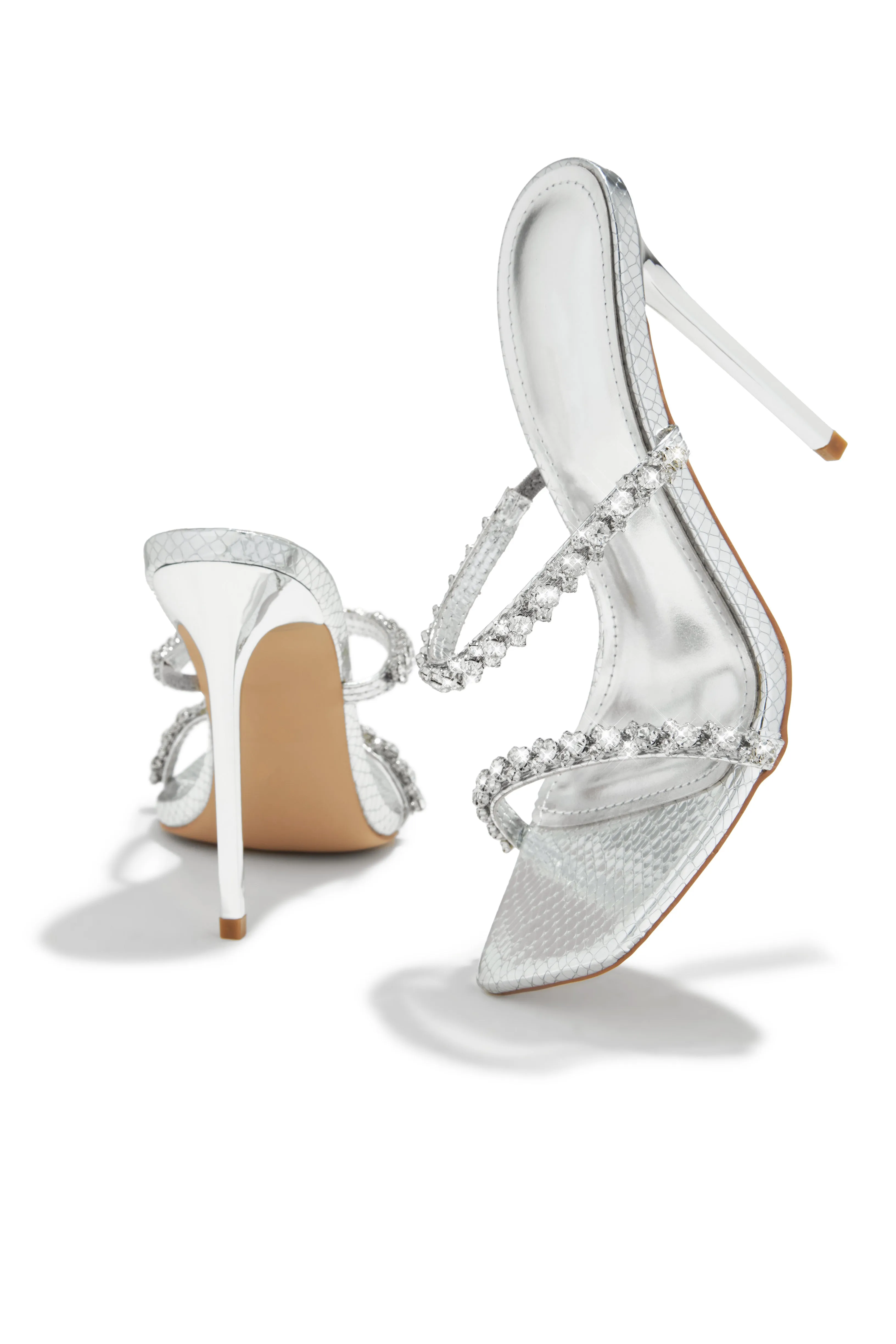 Amyna Embellished High Heel Mules - Silver sold by Miss Lola product image thumbnail 3