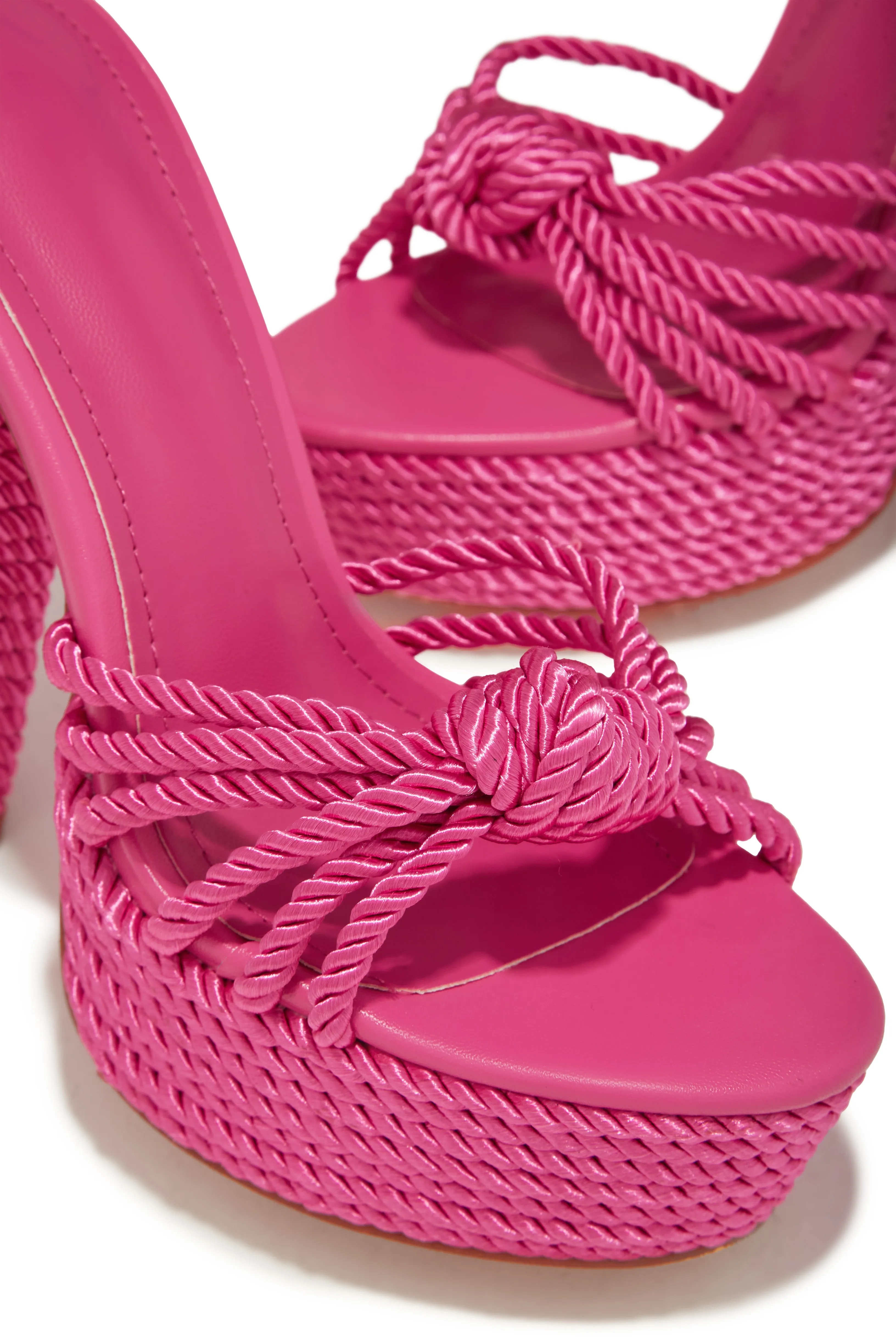 Kayden Lace Up Platform Block Heels - Pink sold by Miss Lola product image thumbnail 2