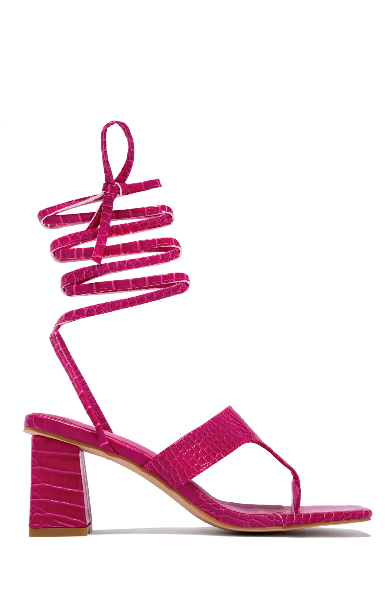 Maldina Lace Up Block Heels - Pink sold by Miss Lola