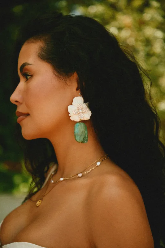Isenia Flower Statement Earring - Mint sold by Miss Lola
