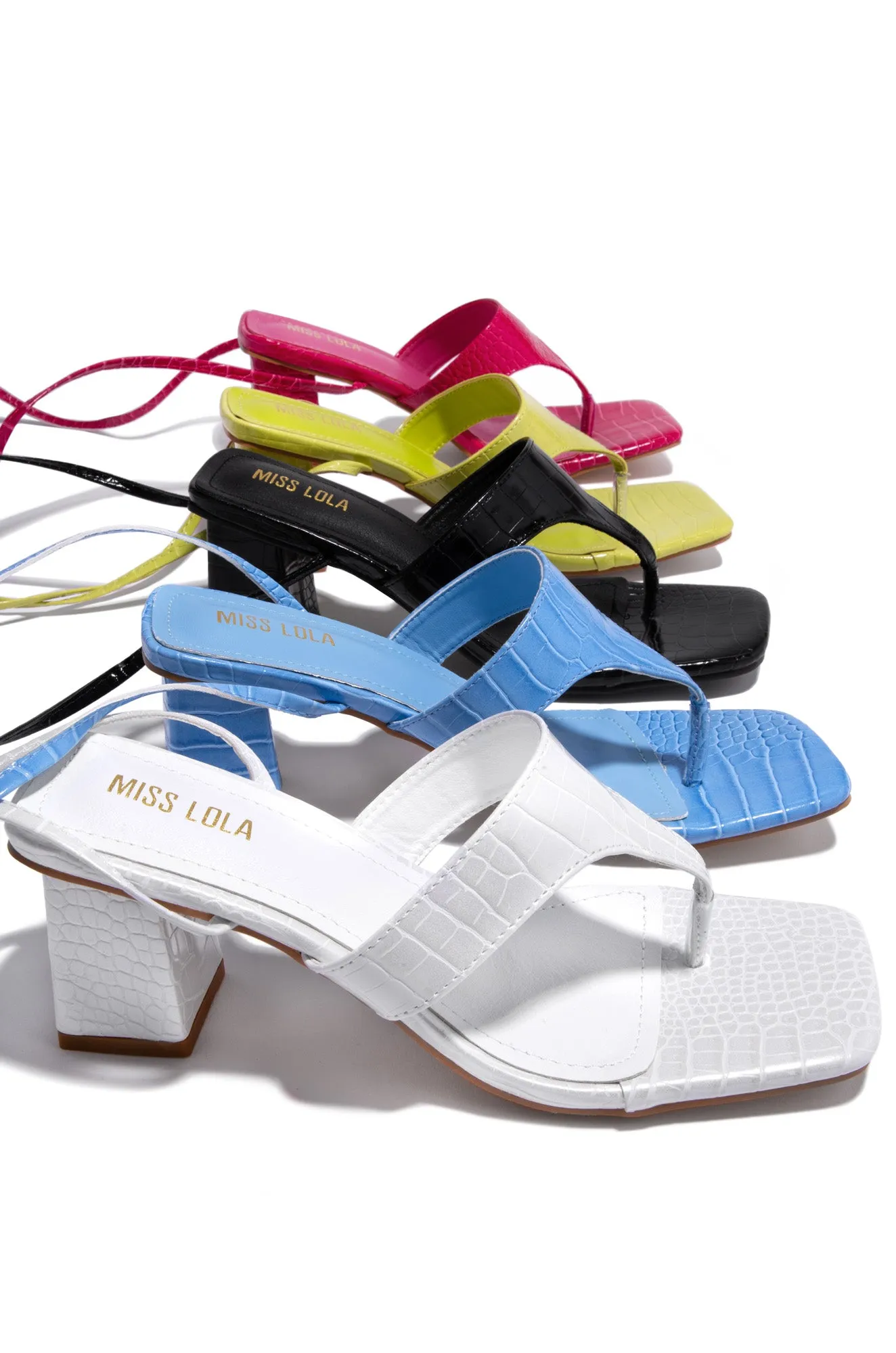 Maldina Lace Up Block Heels - Pink sold by Miss Lola product image thumbnail 3