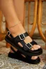 Yaretzi Chunky Sandals - Black sold by Miss Lola