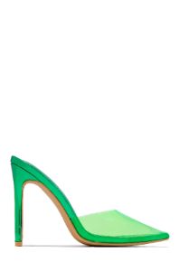 Atara High Heel Mule Pumps - Green sold by Miss Lola