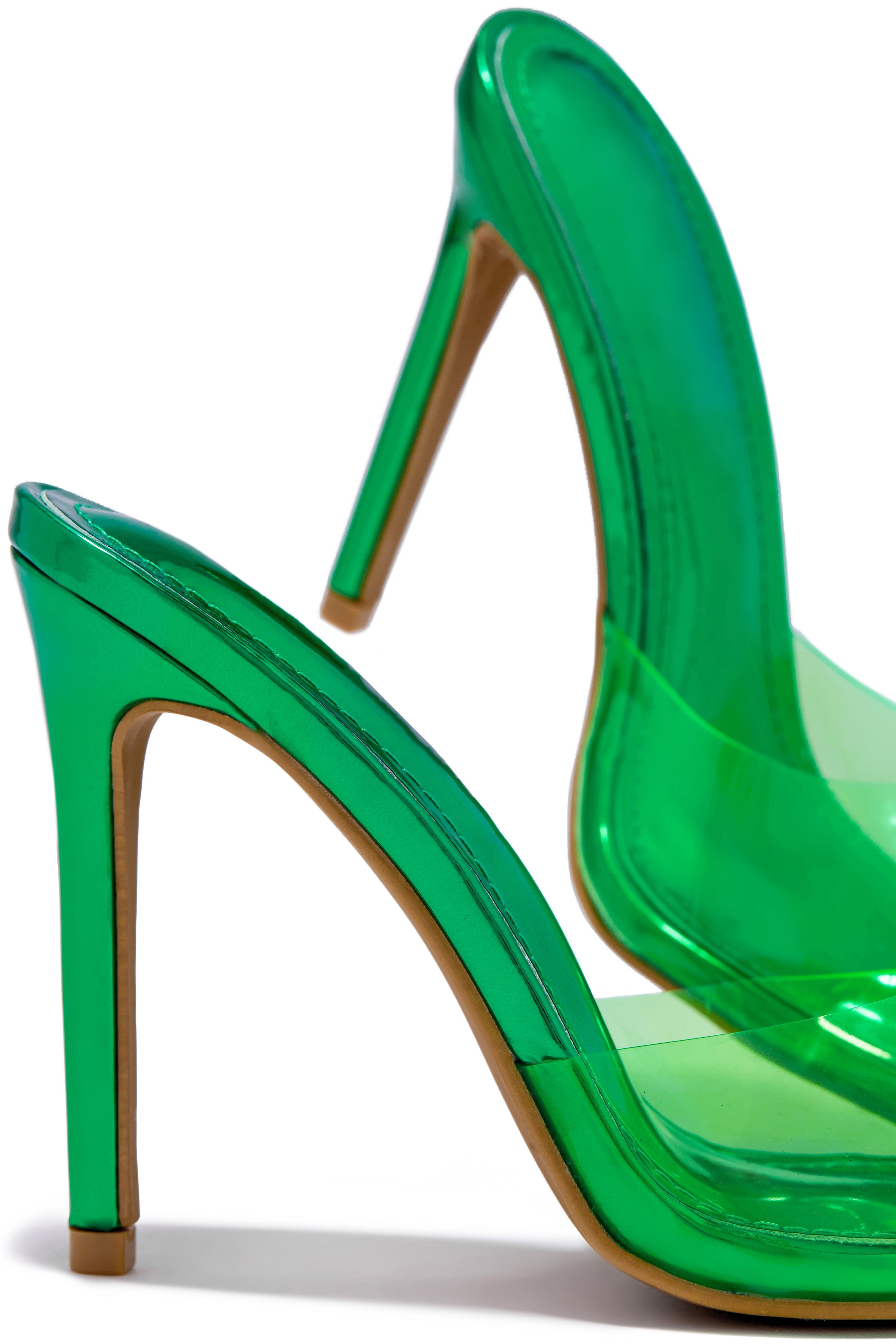 Atara High Heel Mule Pumps - Green sold by Miss Lola product image thumbnail 3