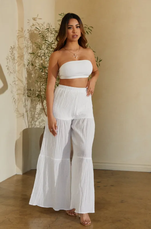Hazel High Waist Pant - White sold by Miss Lola
