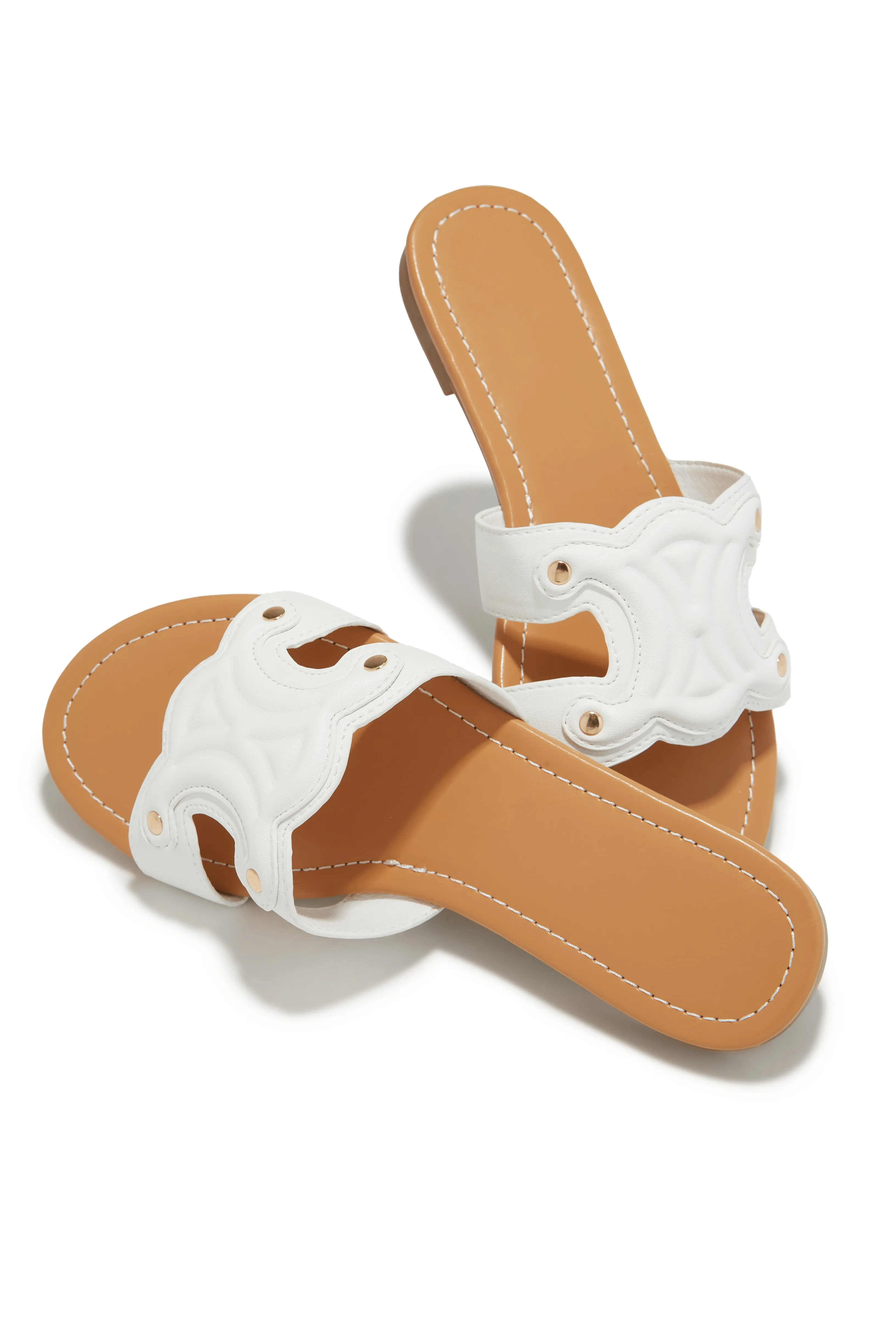 Paris Trips Slip On Sandals - White sold by Miss Lola product image thumbnail 4