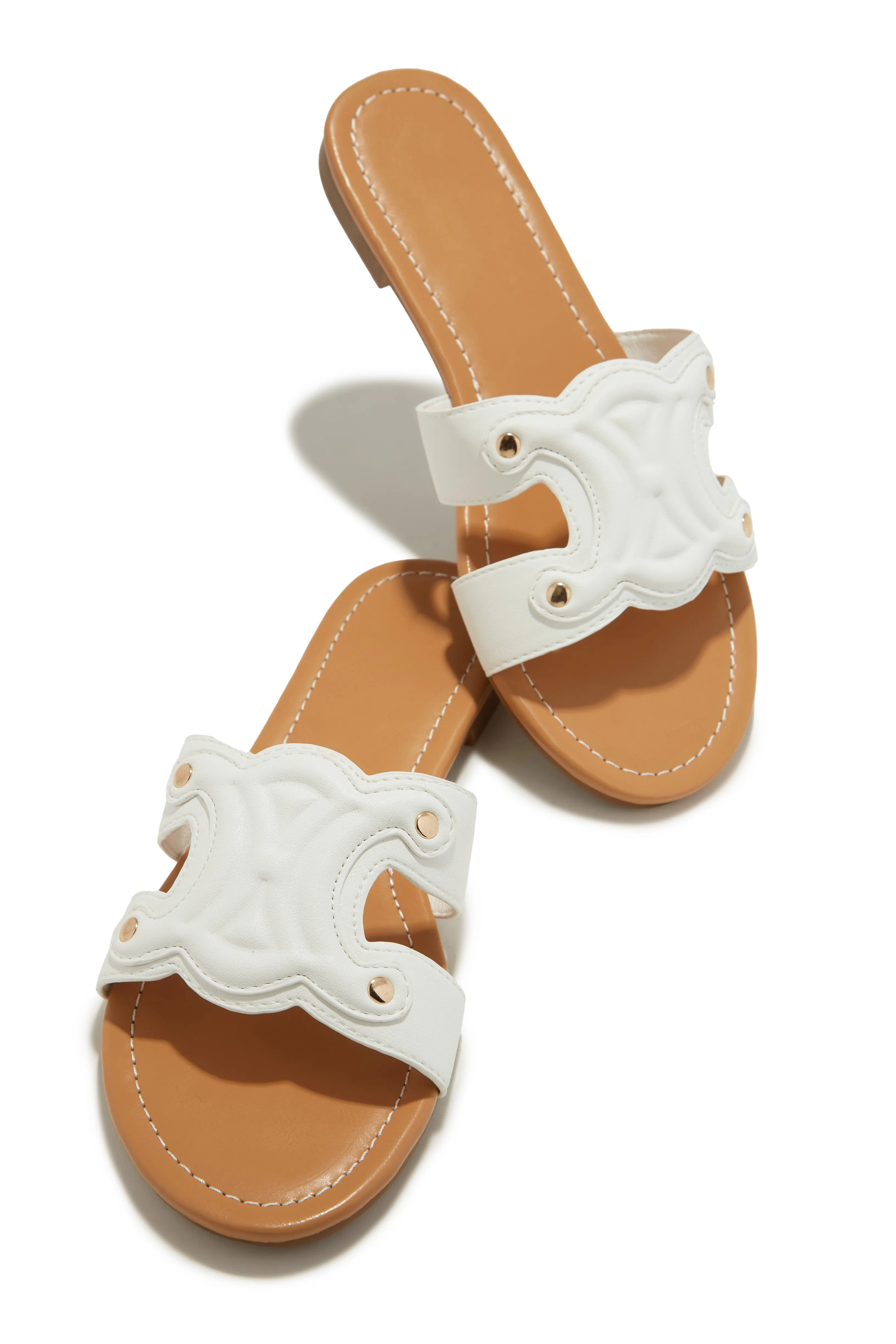 Paris Trips Slip On Sandals - White sold by Miss Lola product image thumbnail 5