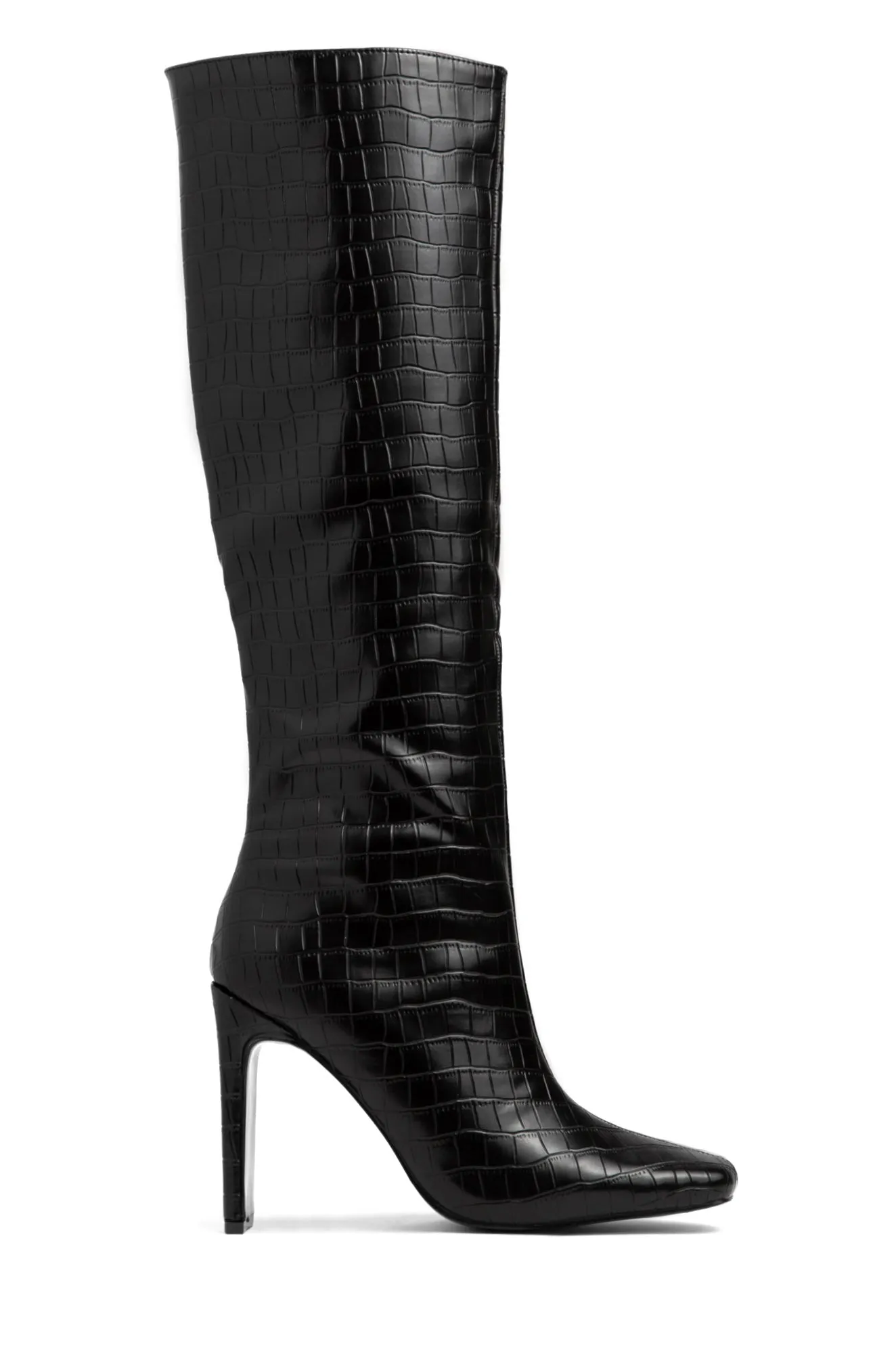 Adelaisa Knee High Heel Boots - Croc Black sold by Miss Lola product image thumbnail 2