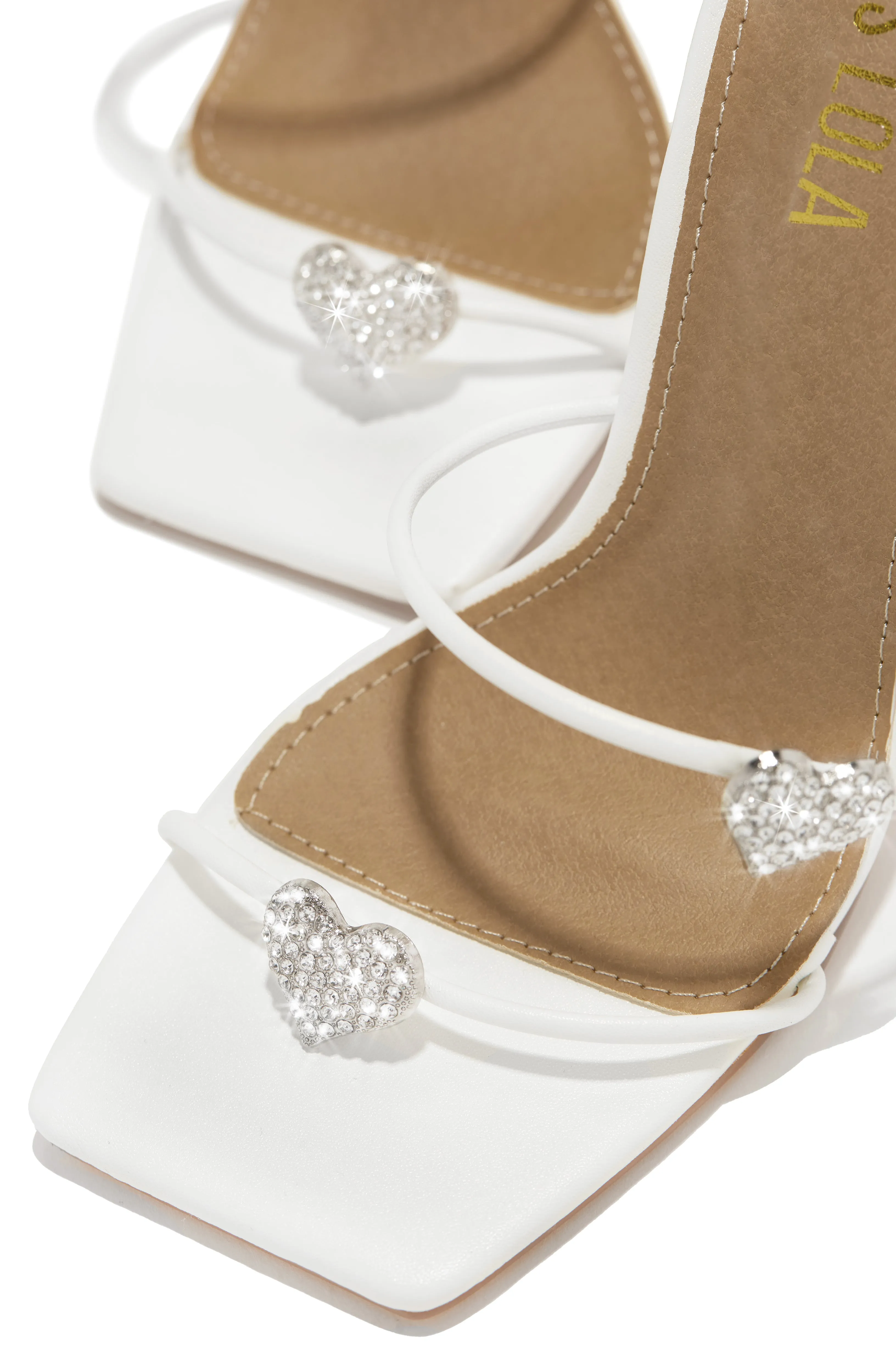 About Love Embellished Lace Up High Heels - White sold by Miss Lola product image thumbnail 3