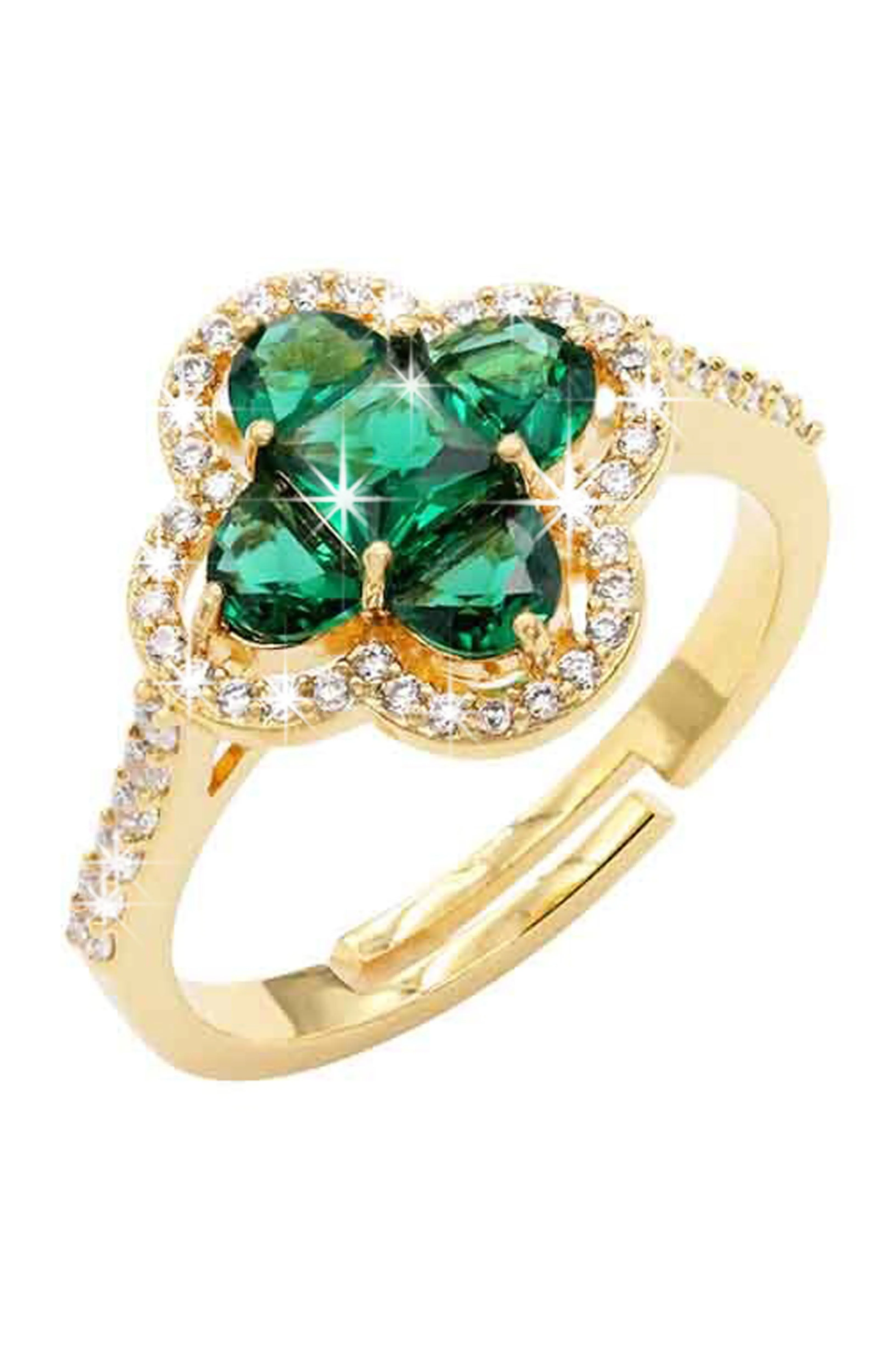 Lucky Girl Embellished Clover Ring - Green sold by Miss Lola product image thumbnail 2