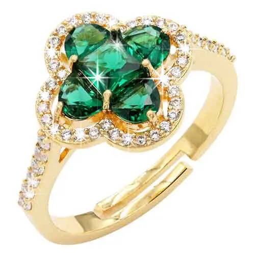 Lucky Girl Embellished Clover Ring - Green sold by Miss Lola product image thumbnail 3
