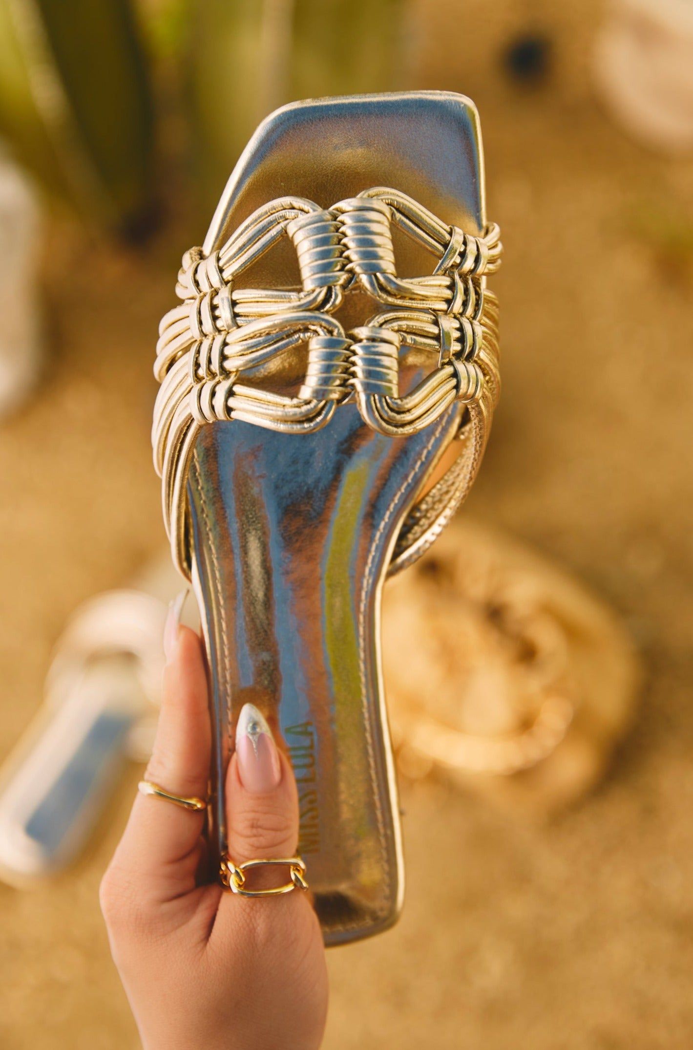 Island Of Paradise Slip On Sandals - Gold sold by Miss Lola